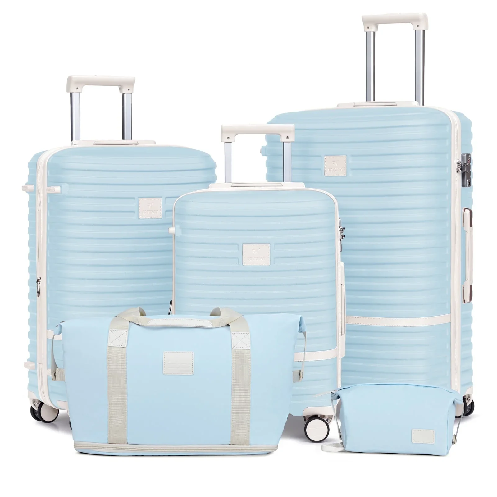 JOYWAY TR-008 Hardside Luggage Set 5-Piece Set & TSA Lock, Multicolor - Image 2