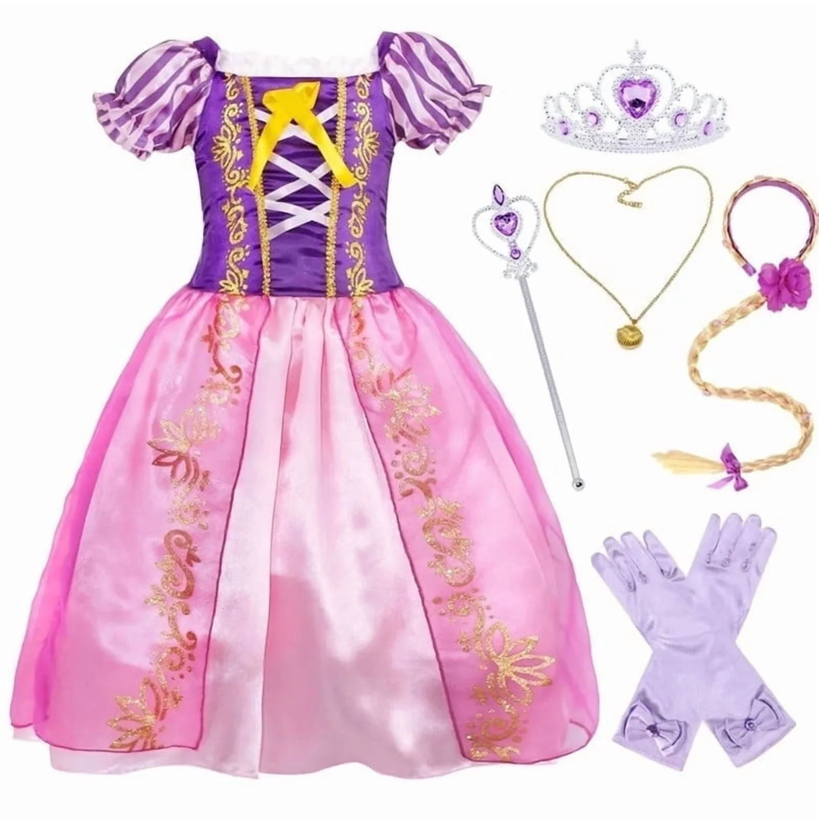 Jurebecia Princess Dress for Girls Fancy Costume up Birthday Christmas Halloween Cosplay Carnival, Purple, 4T