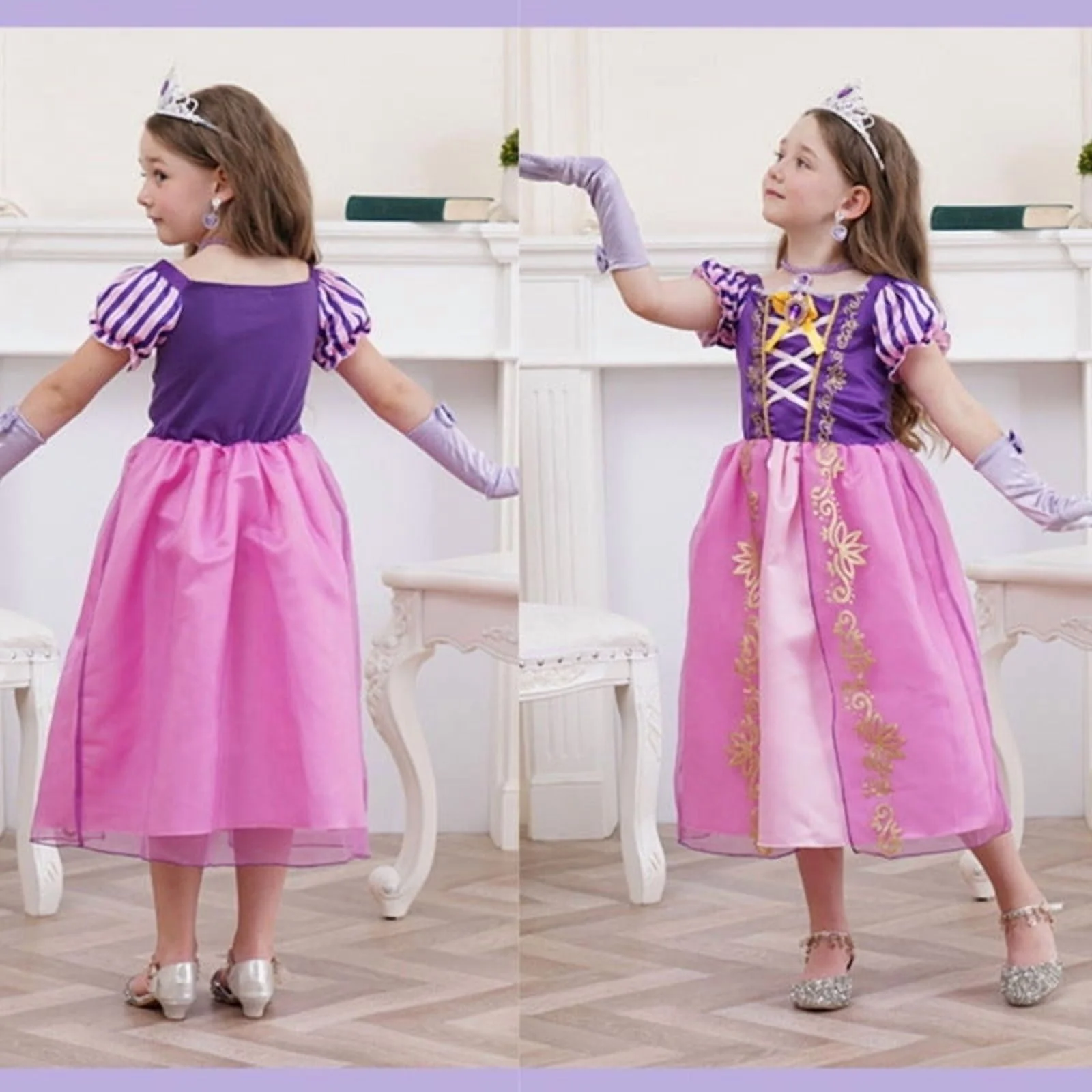 Jurebecia Princess Dress for Girls Fancy Costume up Birthday Christmas Halloween Cosplay Carnival, Purple, 4T - Image 2
