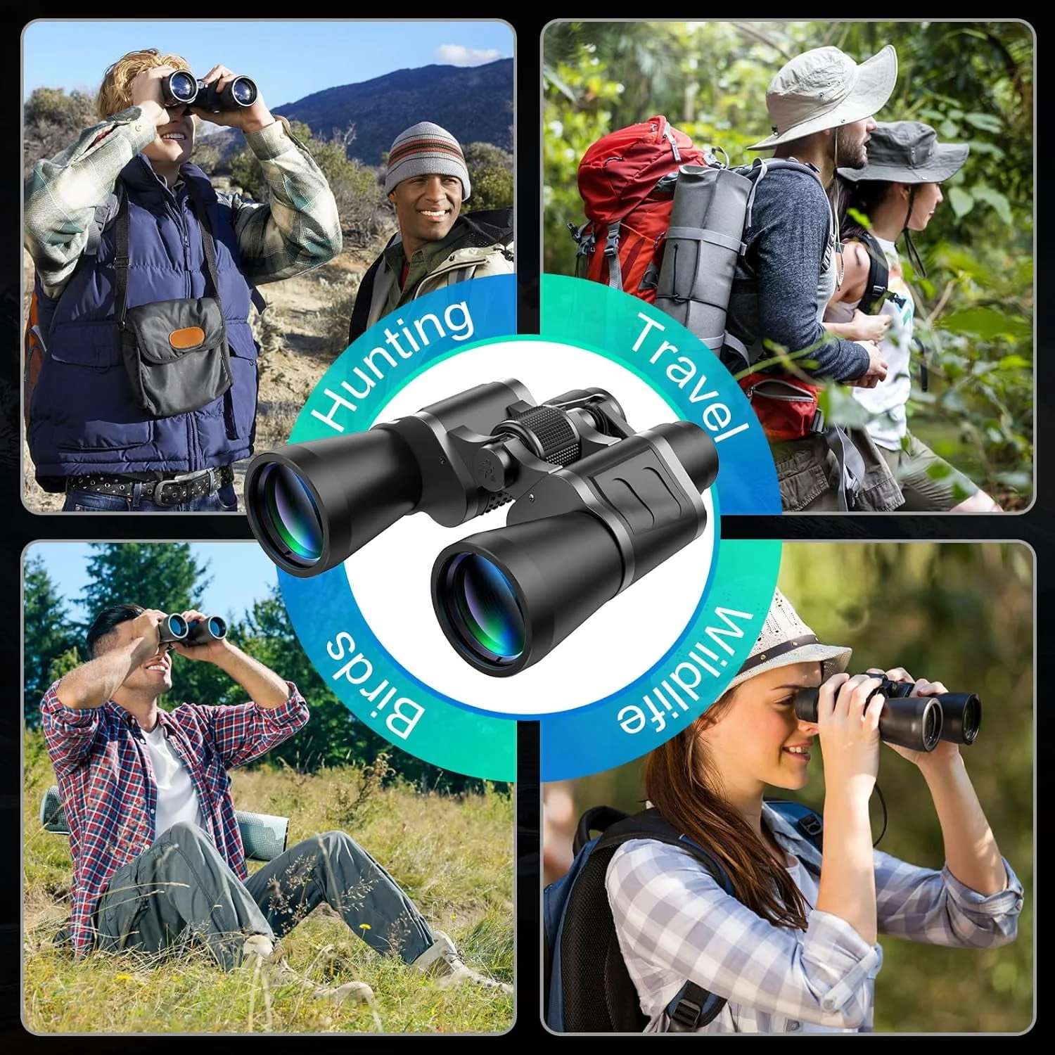 Juyafio 45449 12x50 Binoculars, High Magnification, FMC BAK4 Prism Lens, Black - Image 3