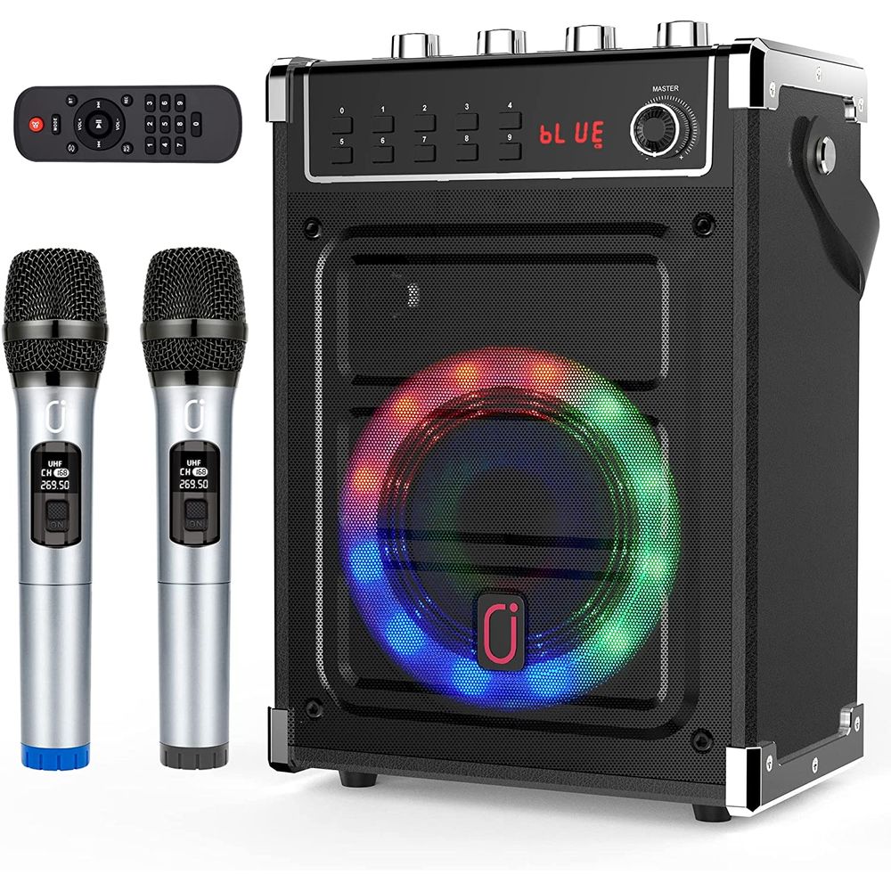 JYX JYX-69BT Karaoke Machine Kids & Adults Karaoke Microphone Speaker Set 2 Wireless Microphones Pa System