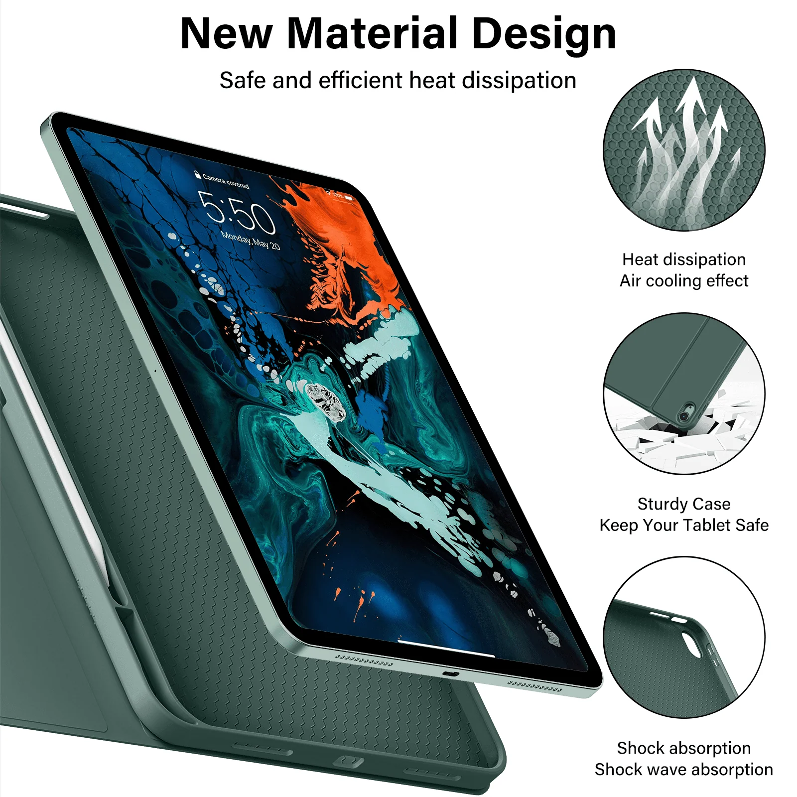 Kenke iPad (A16) 11th Generation 11 inch Keyboard Case, Dark Green - Image 4
