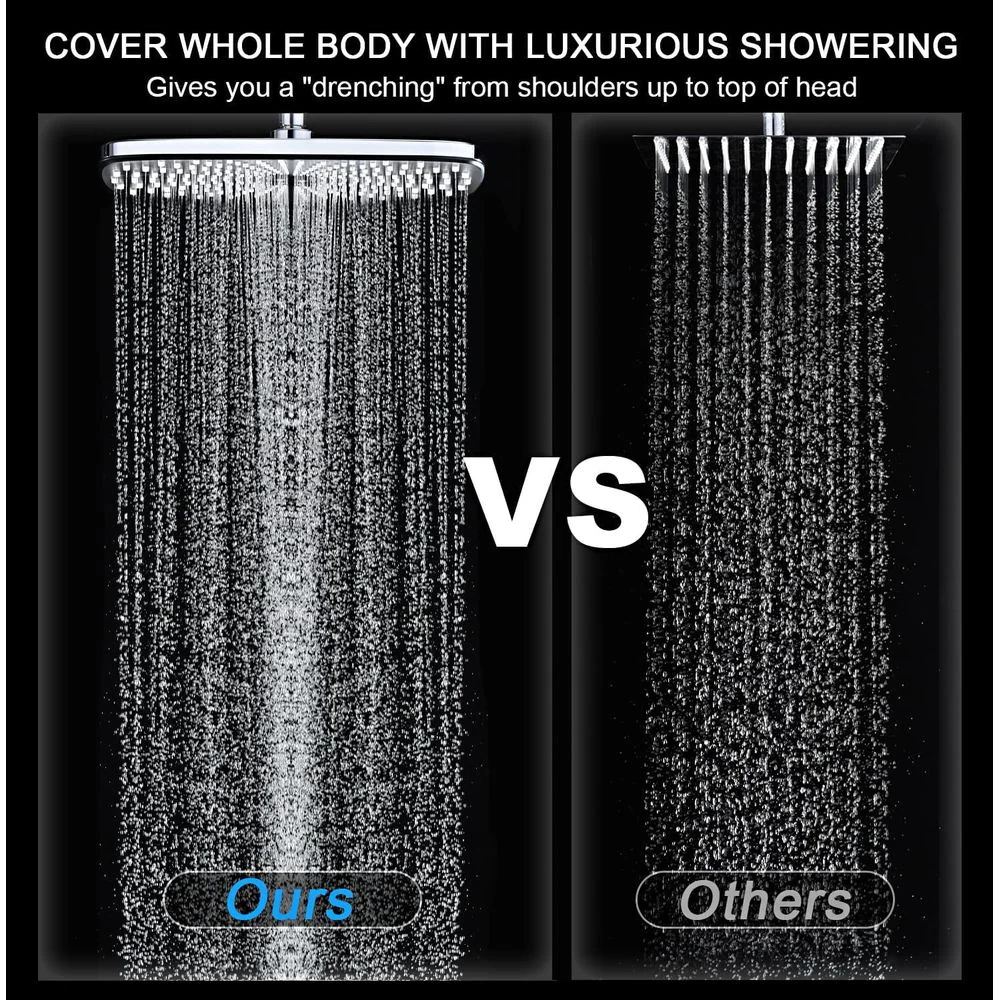 KESTE 12-Inch High Pressure Rain Shower Head and Handheld Spray Combo, 3+8+2 Spray Settings, Built-In Magnetic Docking Bracket, 360 Adjustable, Silver, 60-Inch Hose - Image 4