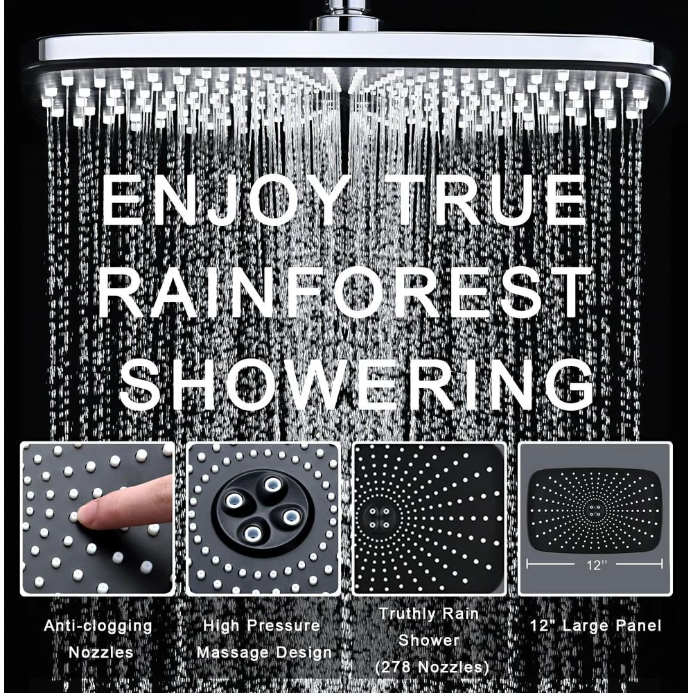 KESTE 12-Inch High Pressure Rain Shower Head and Handheld Spray Combo, 3+8+2 Spray Settings, Built-In Magnetic Docking Bracket, 360 Adjustable, Silver, 60-Inch Hose - Image 6