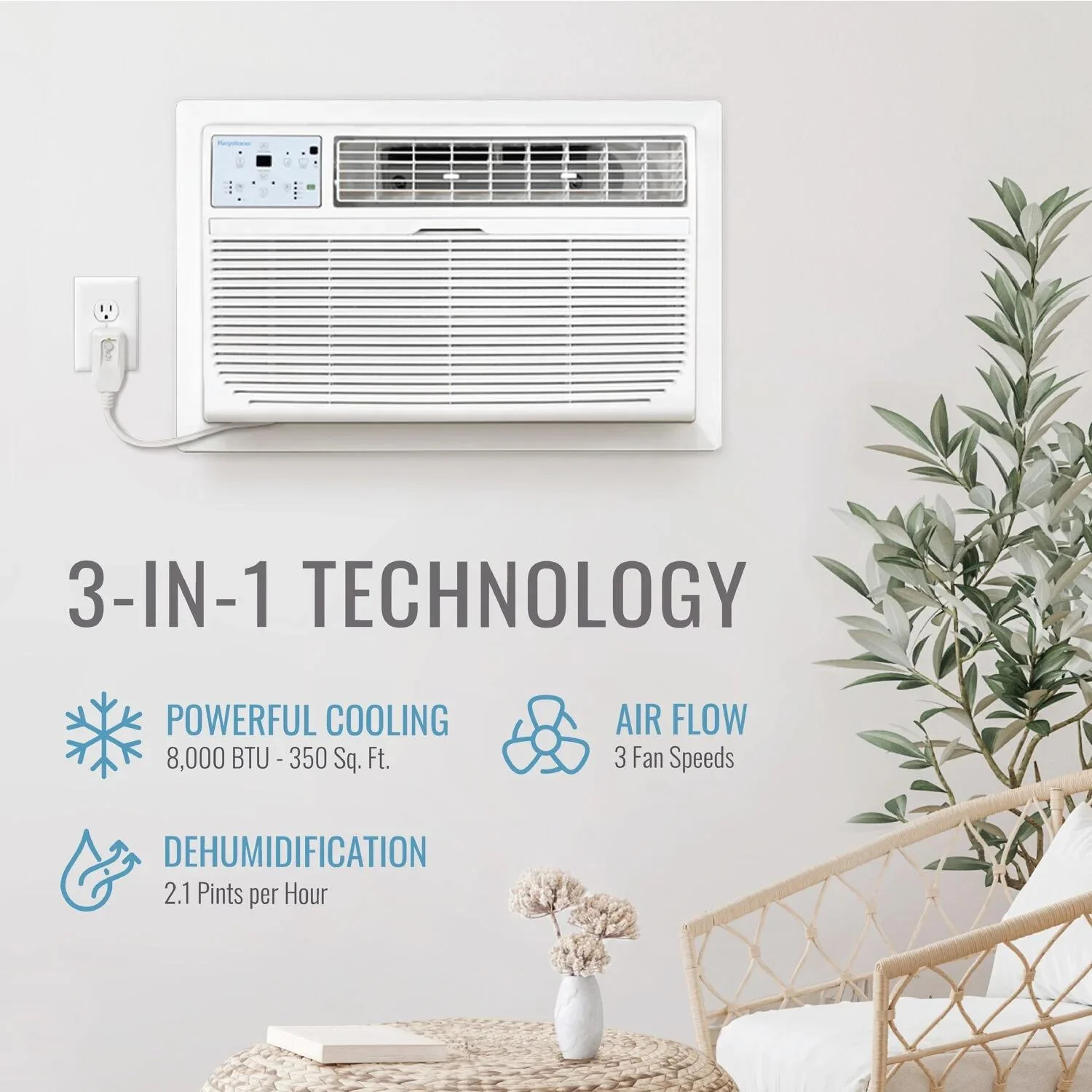 Keystone KSTAT08-1D Through-the-Wall Air Conditioner 8,000 BTU 350 Sq. ft. White - Image 10