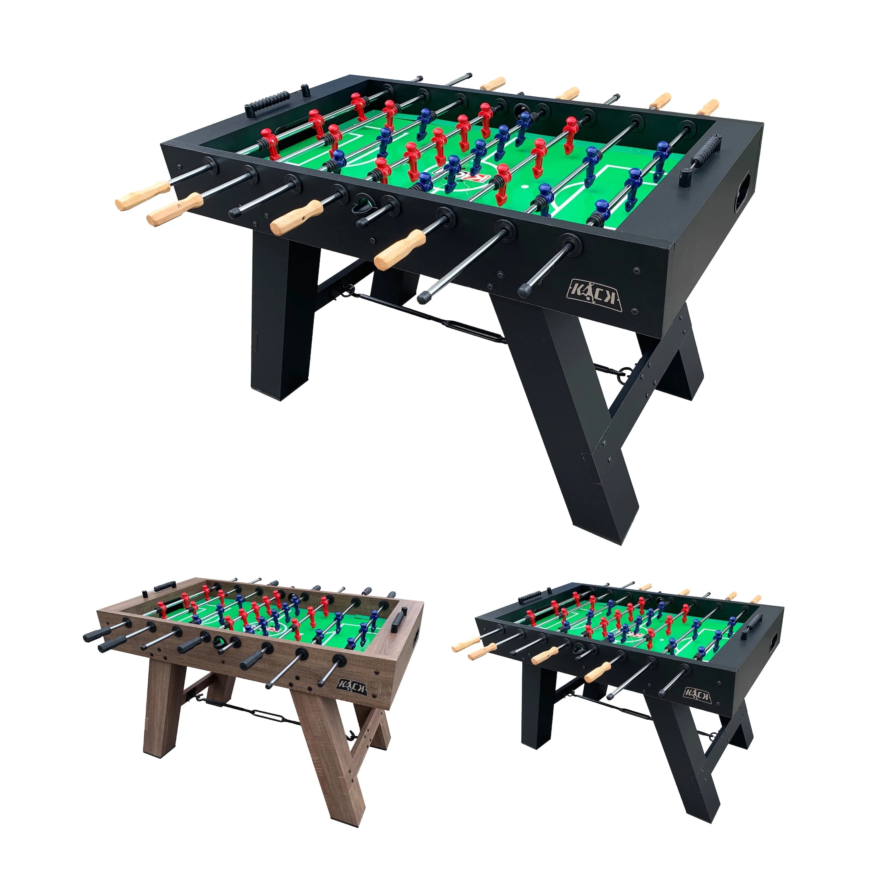 KICK FY486 Black Cavalier 55" Foosball Table, 1/2" MDF Playing Field, 5/8" Stainless Steel Chrome-Plated Rods, Slide Scoring, Adjustable Leg Levelers, Black