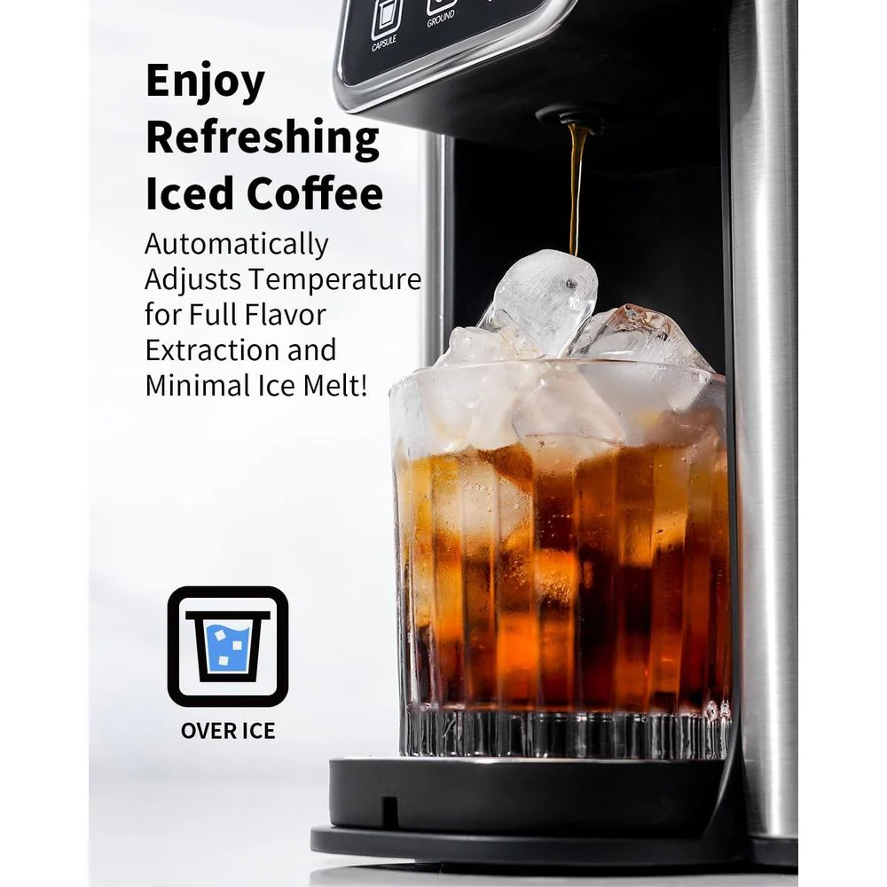 Kidisle KC101B TWOMEOW Hot & Iced Coffee Maker with Bold Brew Setting, Single Serve for K Cup and Grounds, Black, KC101B - Image 2