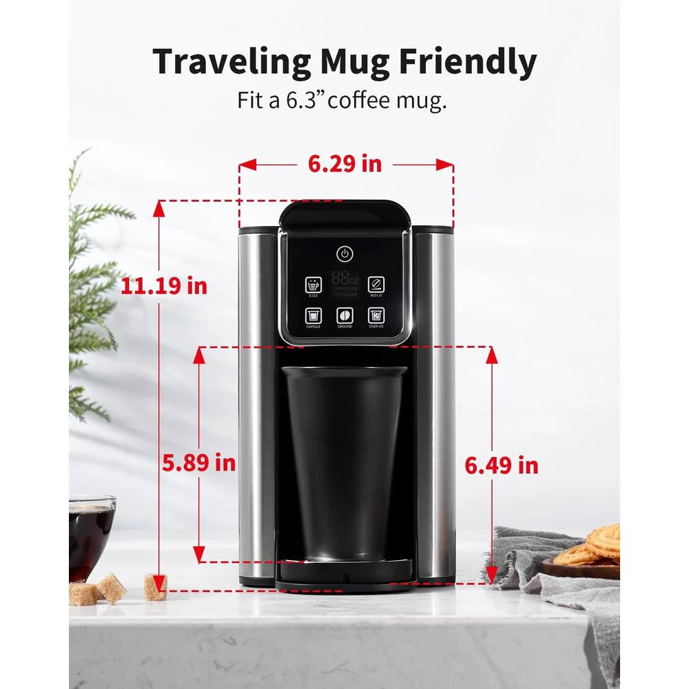 Kidisle KC101B TWOMEOW Hot & Iced Coffee Maker with Bold Brew Setting, Single Serve for K Cup and Grounds, Black, KC101B - Image 4