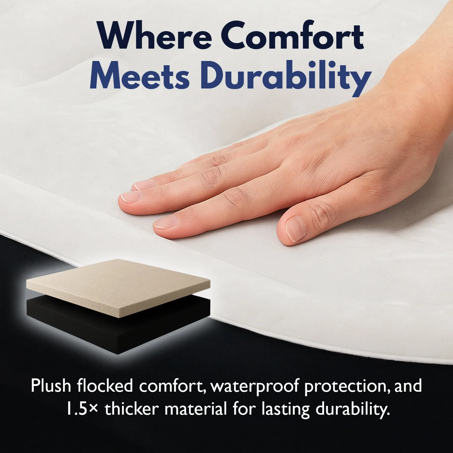 King Koil Plush Pillow Top Luxury Twin Air Mattress with Built-In High-Speed Pump, Water-Resistant, 16in Thick, Coil Beam Construction, Black, 29315 - Image 5