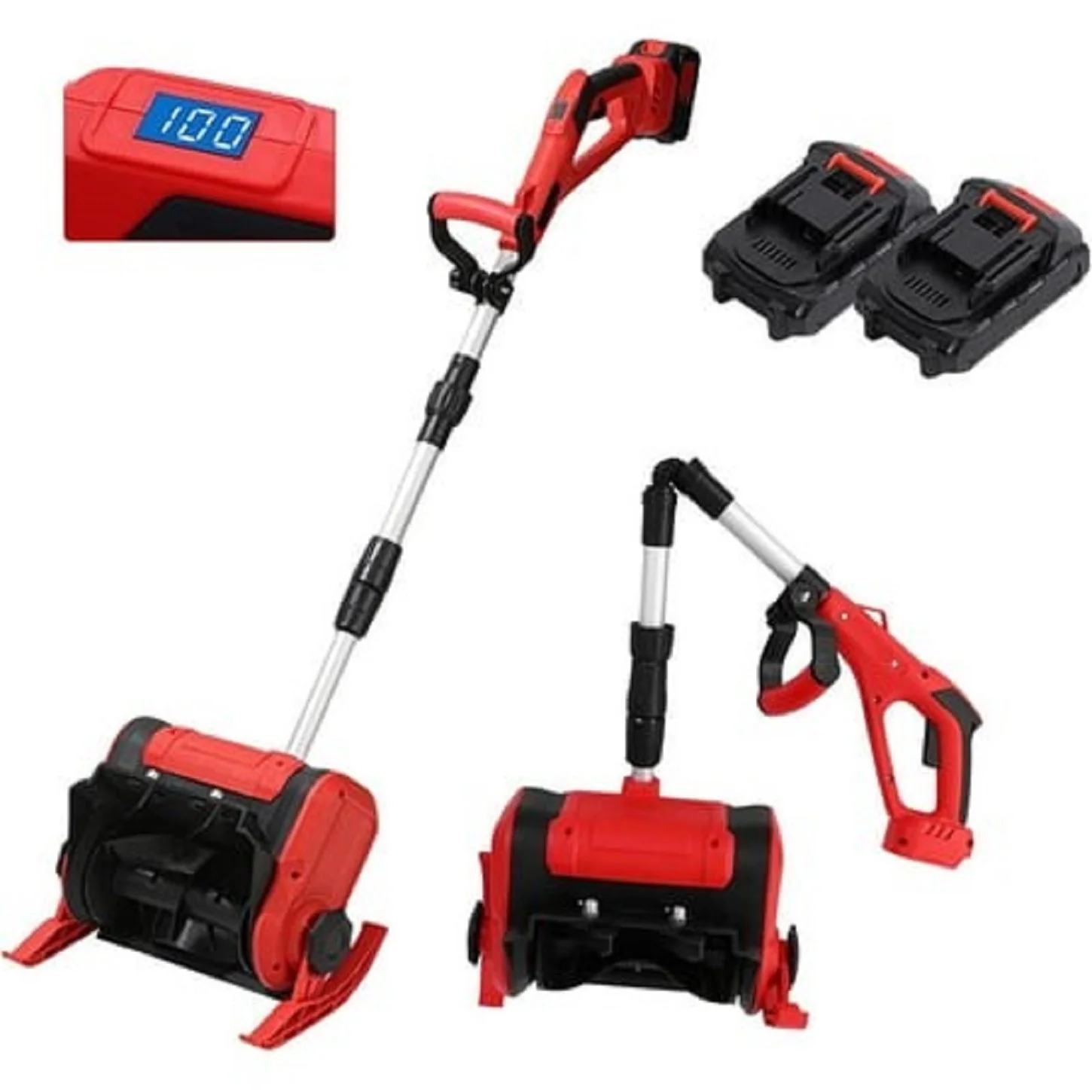 KingFurt 12in Cordless Snow Shovel Powerful Electric Snow Thrower with 21V Lithium Battery and Charger for Efficient Snow Blower-Red - Image 4
