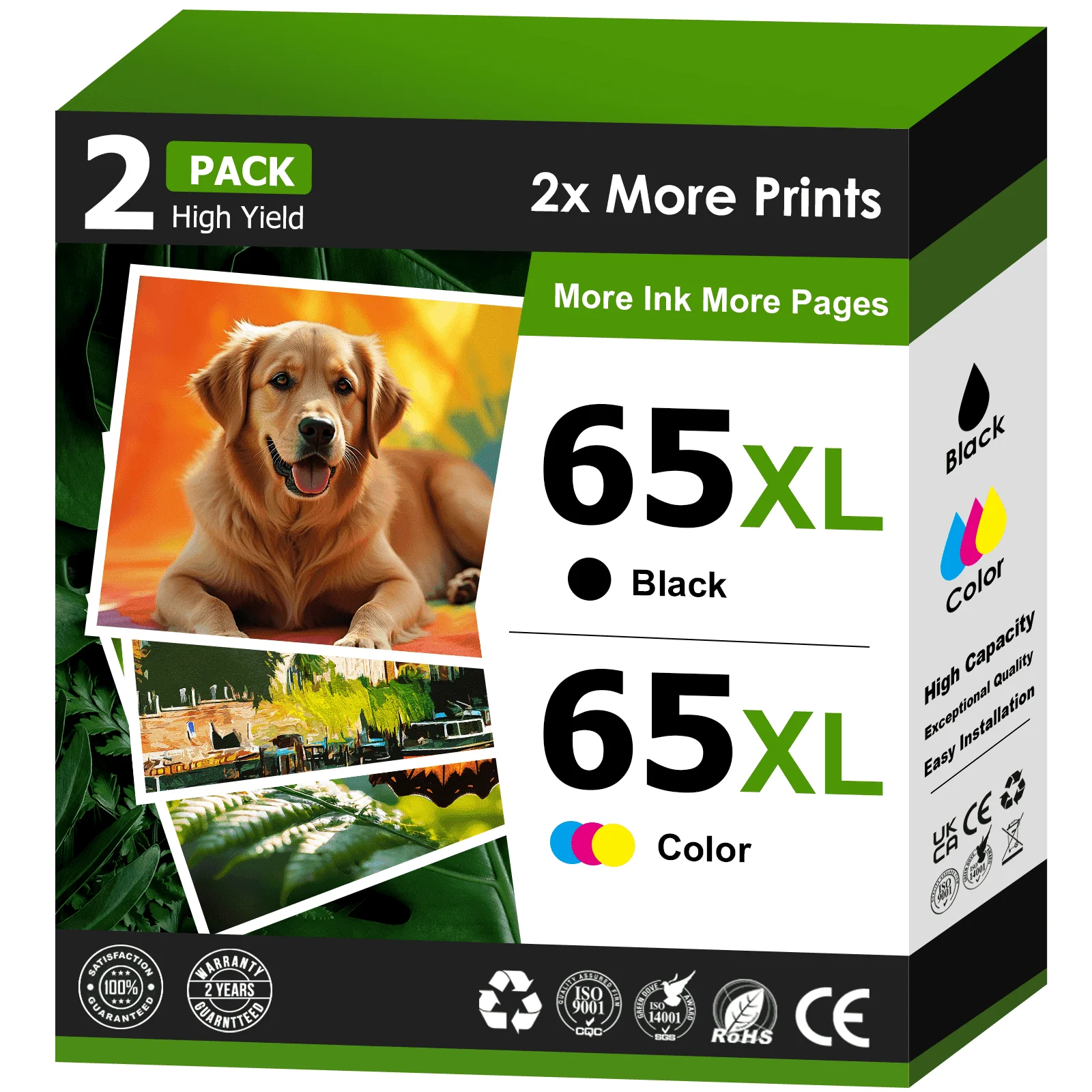 Kingjet TECH 65XL Printer Ink Cartridges, Black and Tri-Color, Compatible with HP DeskJet 3755 3772 Envy 5055 5052