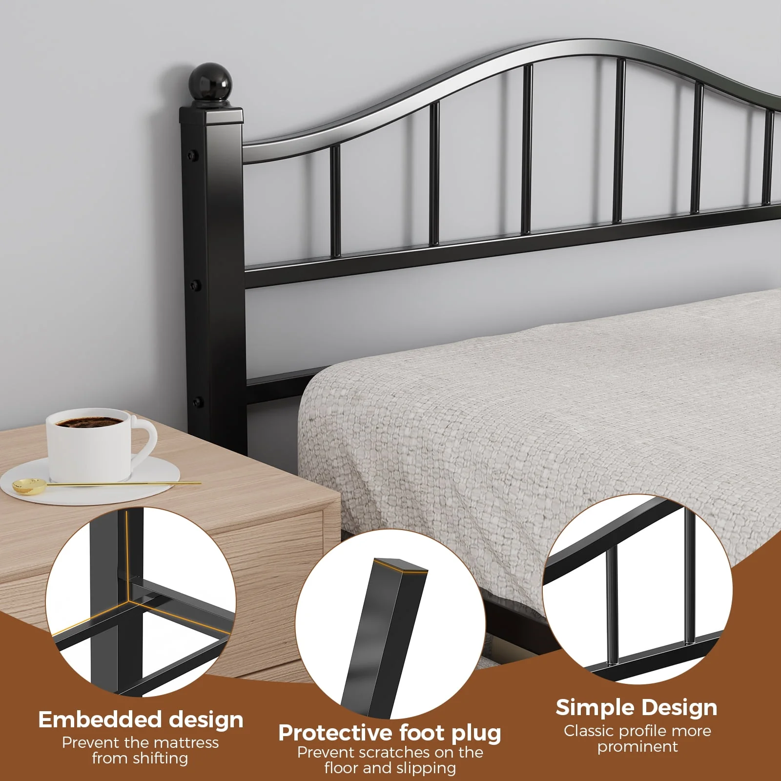 Kinsfook Metal Full Size Bed Frame, Noise-Dampening, 12-Inch Underbed Storage, Black, 16714205464 - Image 5