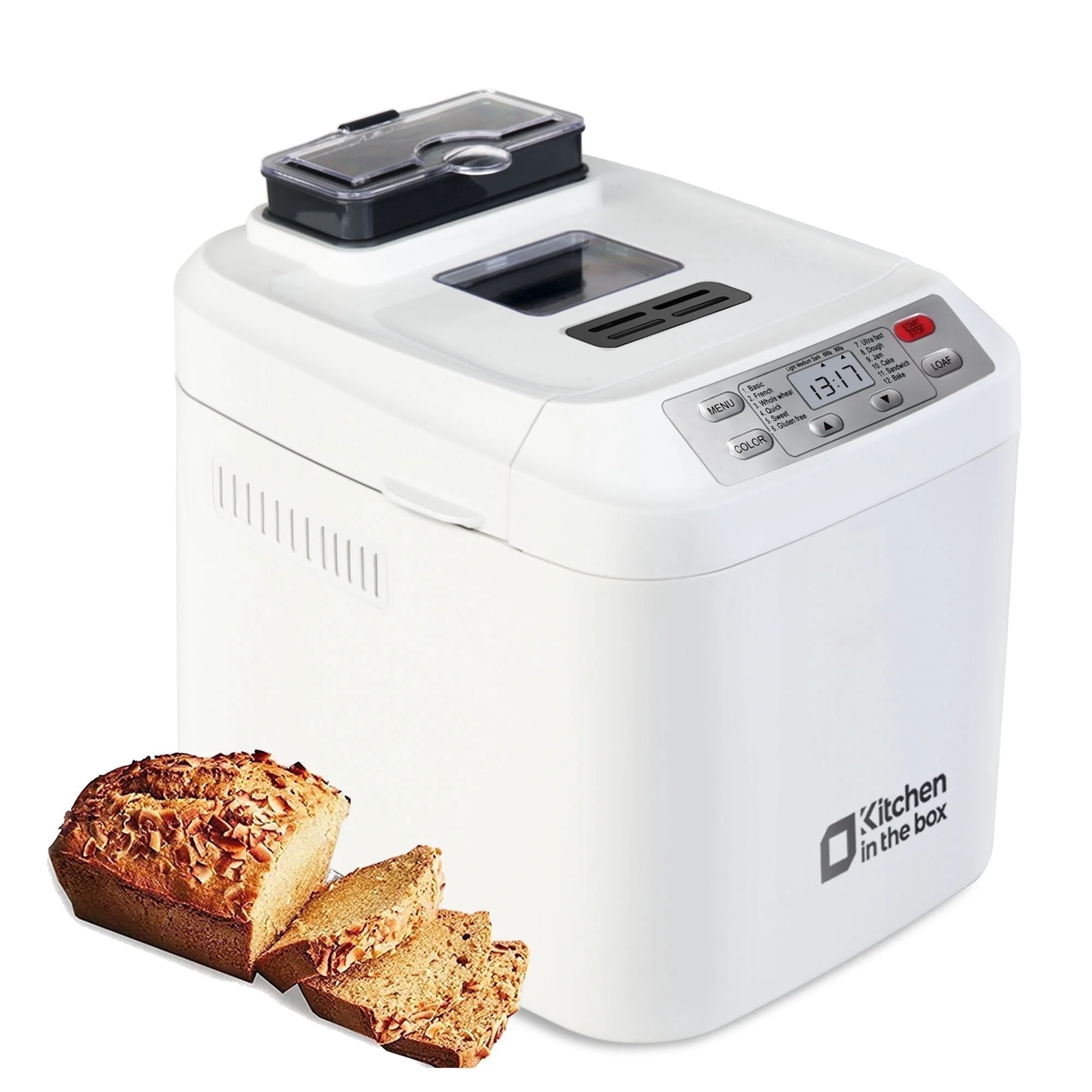 Kitchen In The Box Bread Maker, 2lb Capacity, 12-in-1 Gluten-Free Programs, Auto Fruit Nut Dispenser, 13-Hour Delay Timer, Nonstick Pan, Keep Warm, Pink KBM18