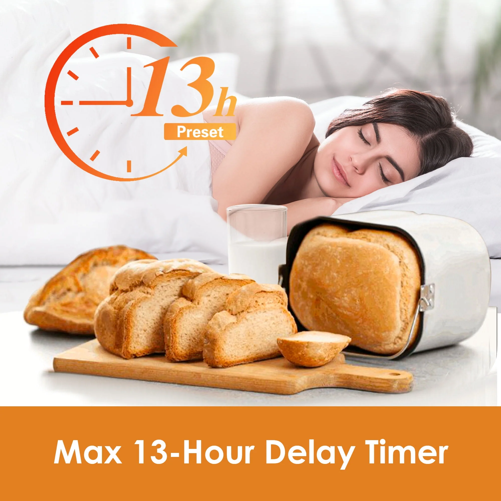 Kitchen In The Box Bread Maker, 2lb Capacity, 12-in-1 Gluten-Free Programs, Auto Fruit Nut Dispenser, 13-Hour Delay Timer, Nonstick Pan, Keep Warm, Pink KBM18 - Image 2