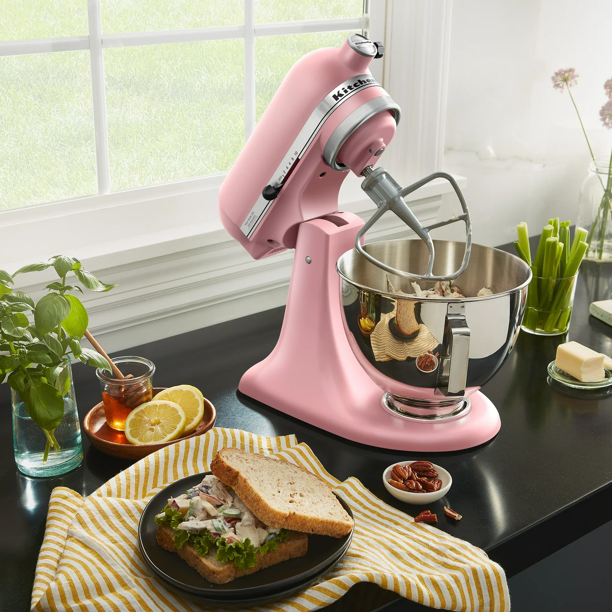 KitchenAid KSM97DR Deluxe Series 4.5 Quart Tilt-Head Stand Mixer with Stainless Bowl, Dried Rose - Image 4