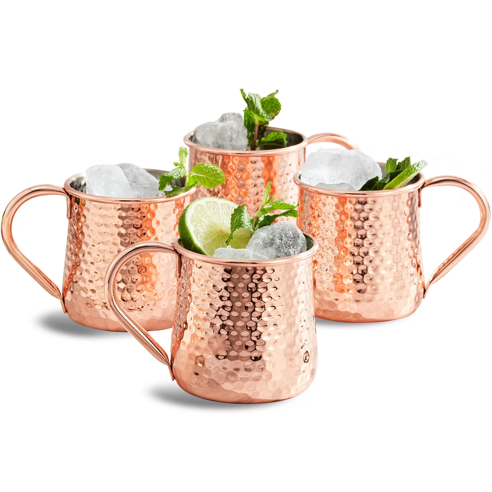 KITESSENSU Moscow Mule Mugs Set of 4, 18 oz Hammered Copper Cocktail Cups, Durable Barware, Rustic Design