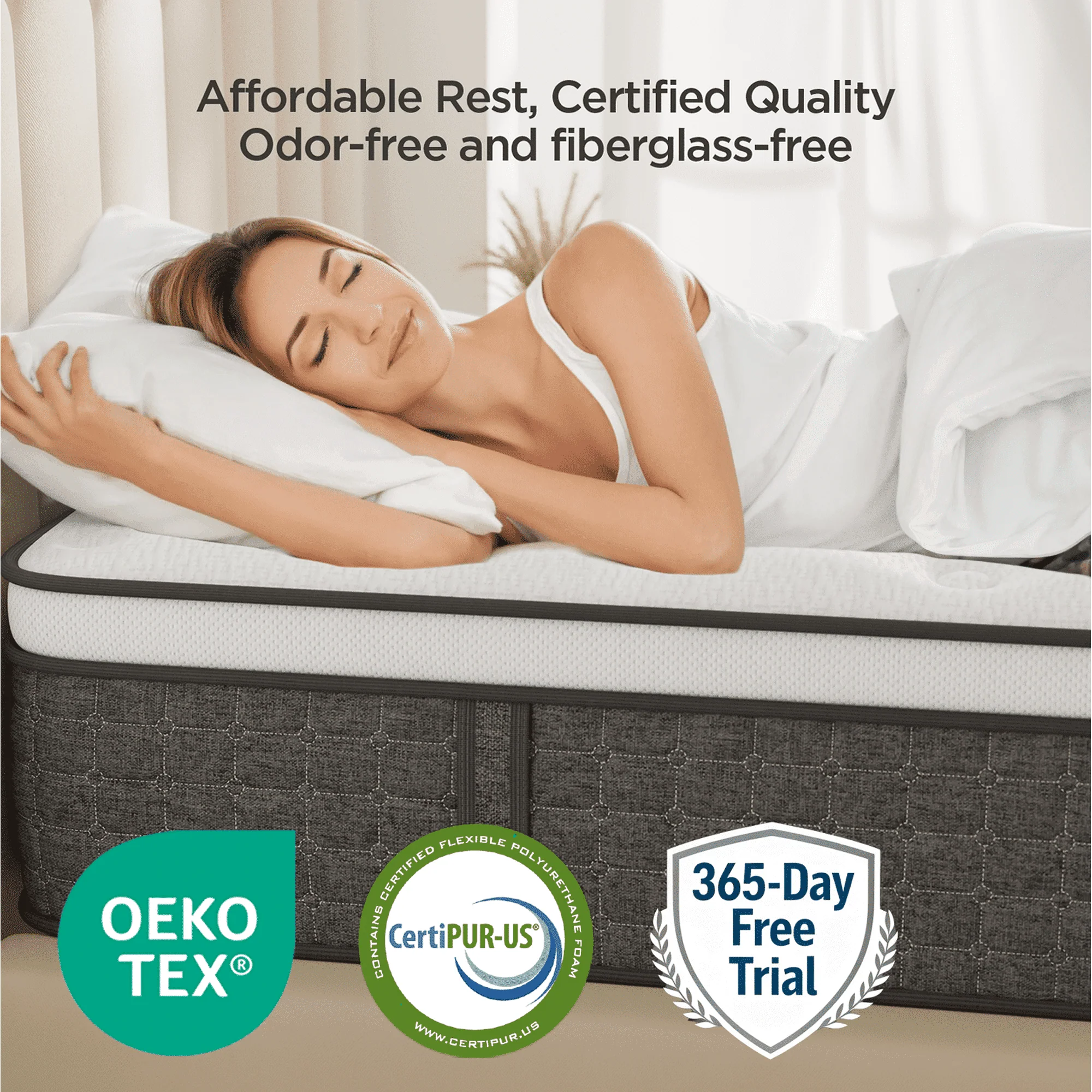 Kizreo Firm Queen Hybrid Mattress, 12 Inch Gel Memory Foam, 744 Individual Pocket Springs, Edge Support, Pressure Relief, CertiPUR-US - Image 2