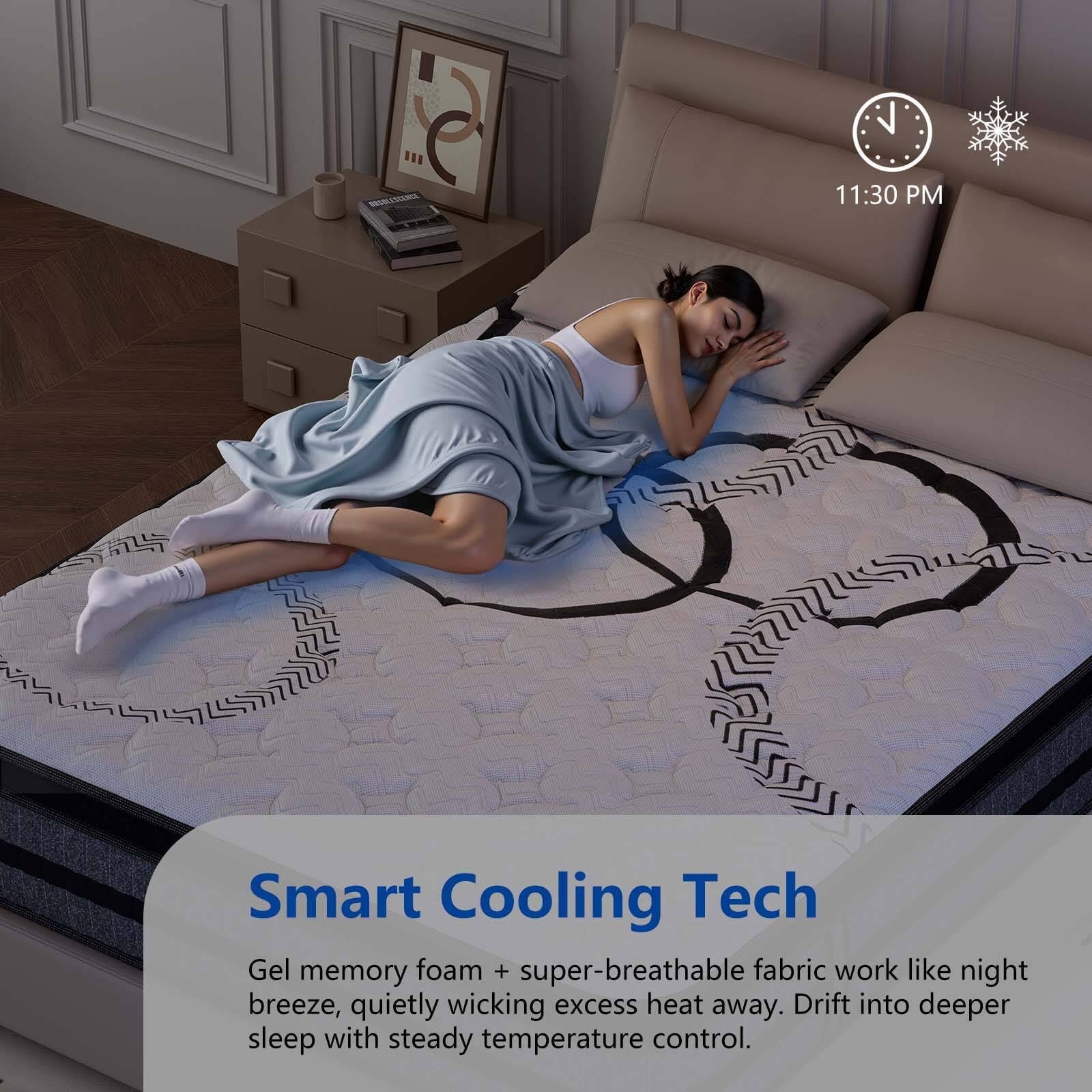 Kizreo Queen Size Hybrid Mattress, 12 Inch Euro Top with Cooling Gel Memory Foam and 744 Pocket Springs, Firm, Breathable Cover - Image 5