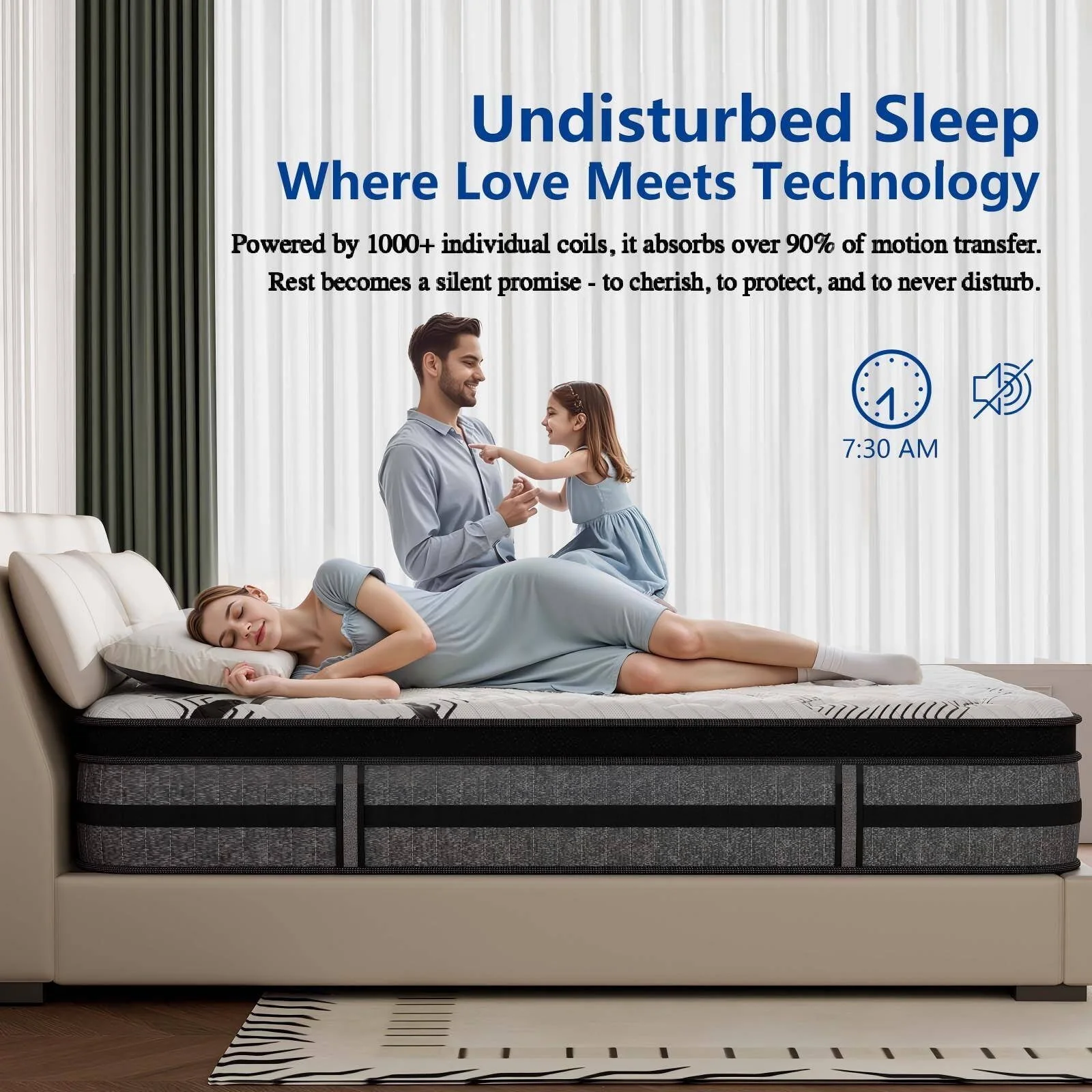 Kizreo Queen Size Hybrid Mattress, 12 Inch Euro Top with Cooling Gel Memory Foam and 744 Pocket Springs, Firm, Breathable Cover - Image 6