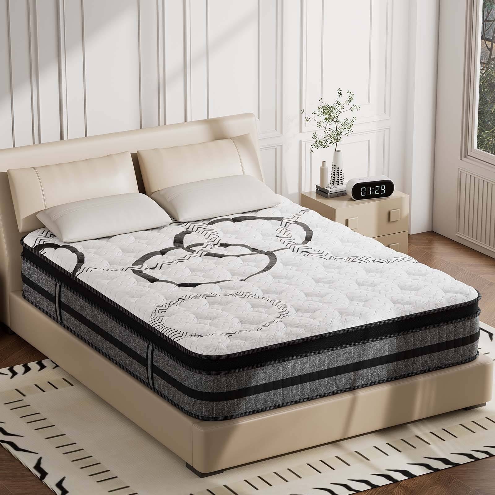 Kizreo Queen Size Hybrid Mattress, 12 Inch Euro Top with Cooling Gel Memory Foam and 744 Pocket Springs, Firm, Breathable Cover - Image 7