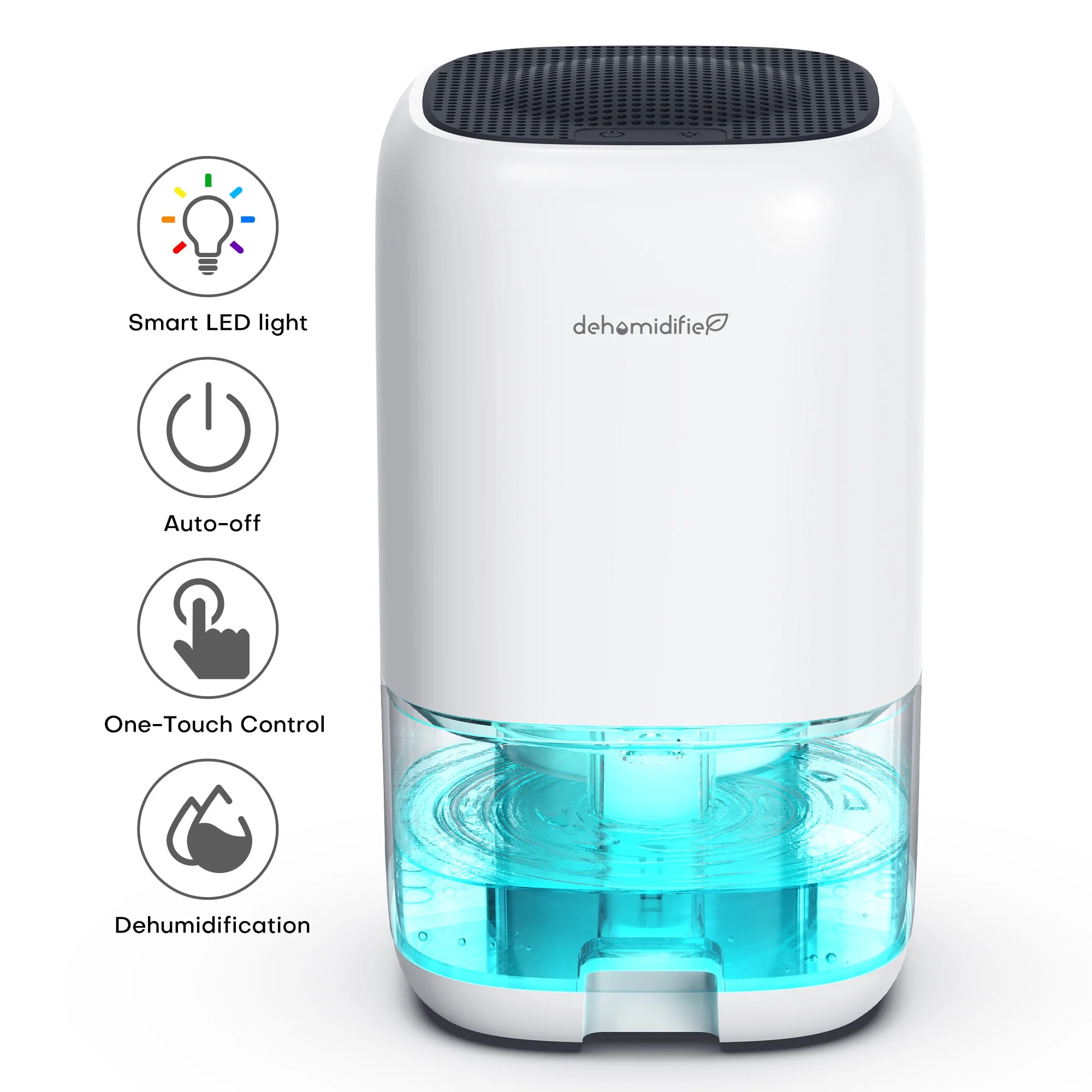 Kloudic Dehumidifier, Portable 35oz Water Tank, Ultra Quiet Operation Below 39dB, Auto Shut Off, White, 280 Sq.ft Coverage, CS01-WH - Image 2