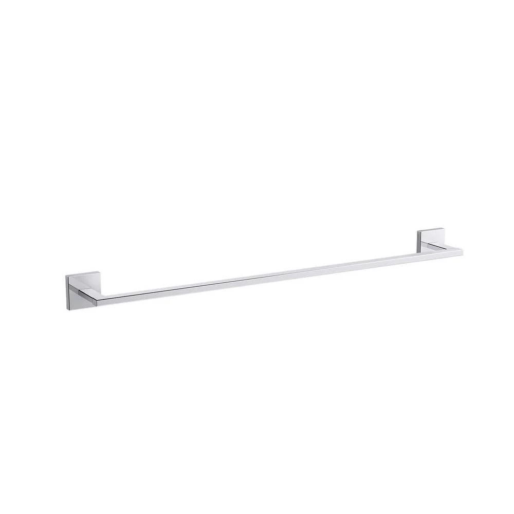 Kohler K-23285-CP Square Wall Mount Single Towel Bar, Polished Chrome, 24-Inch - Image 2