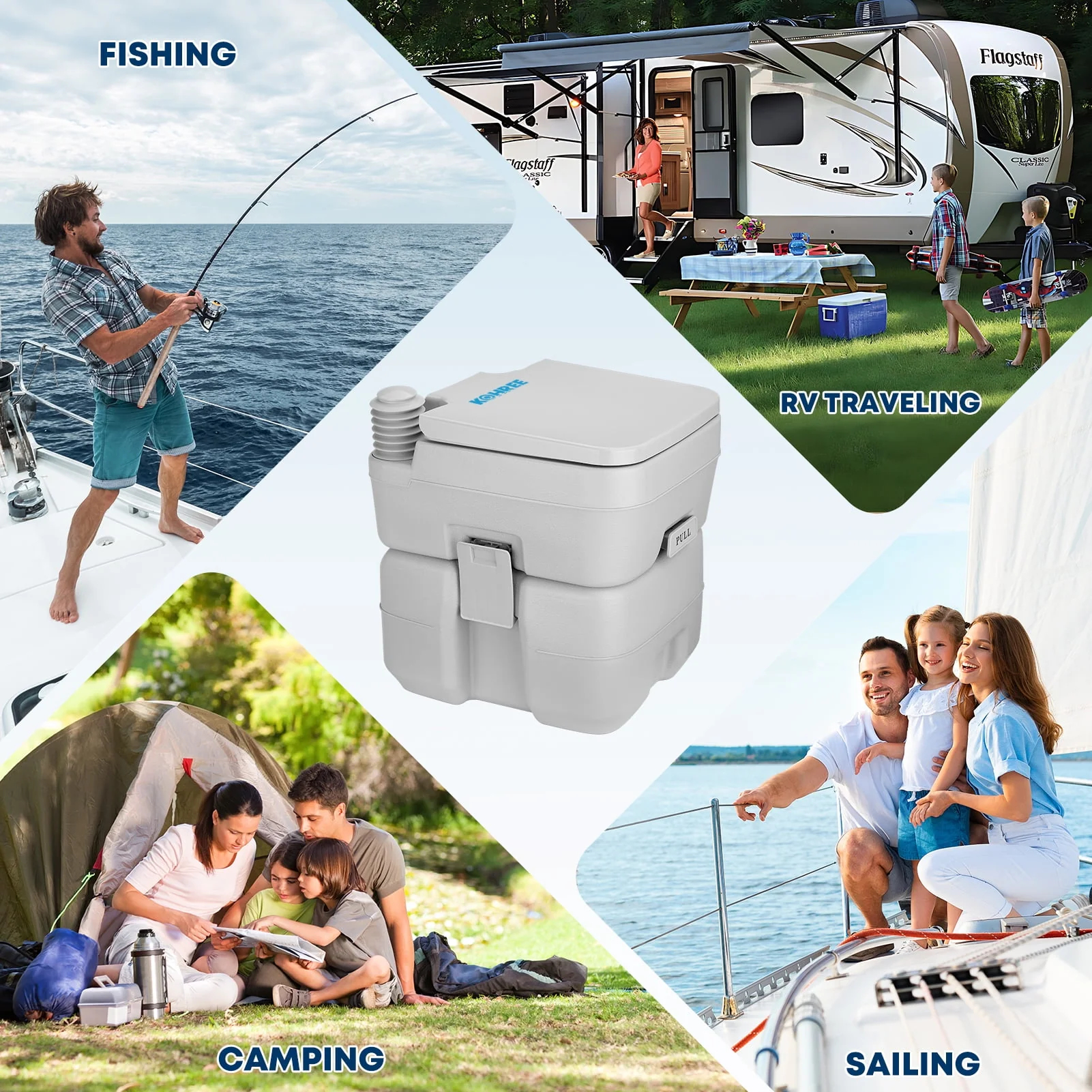 Kohree Portable Toilet, 6.3 Gal Large Capacity, Detachable Waste Tank, Odor-Lock, Full-Sized Seat, Gray, KR3128-WR - Image 6