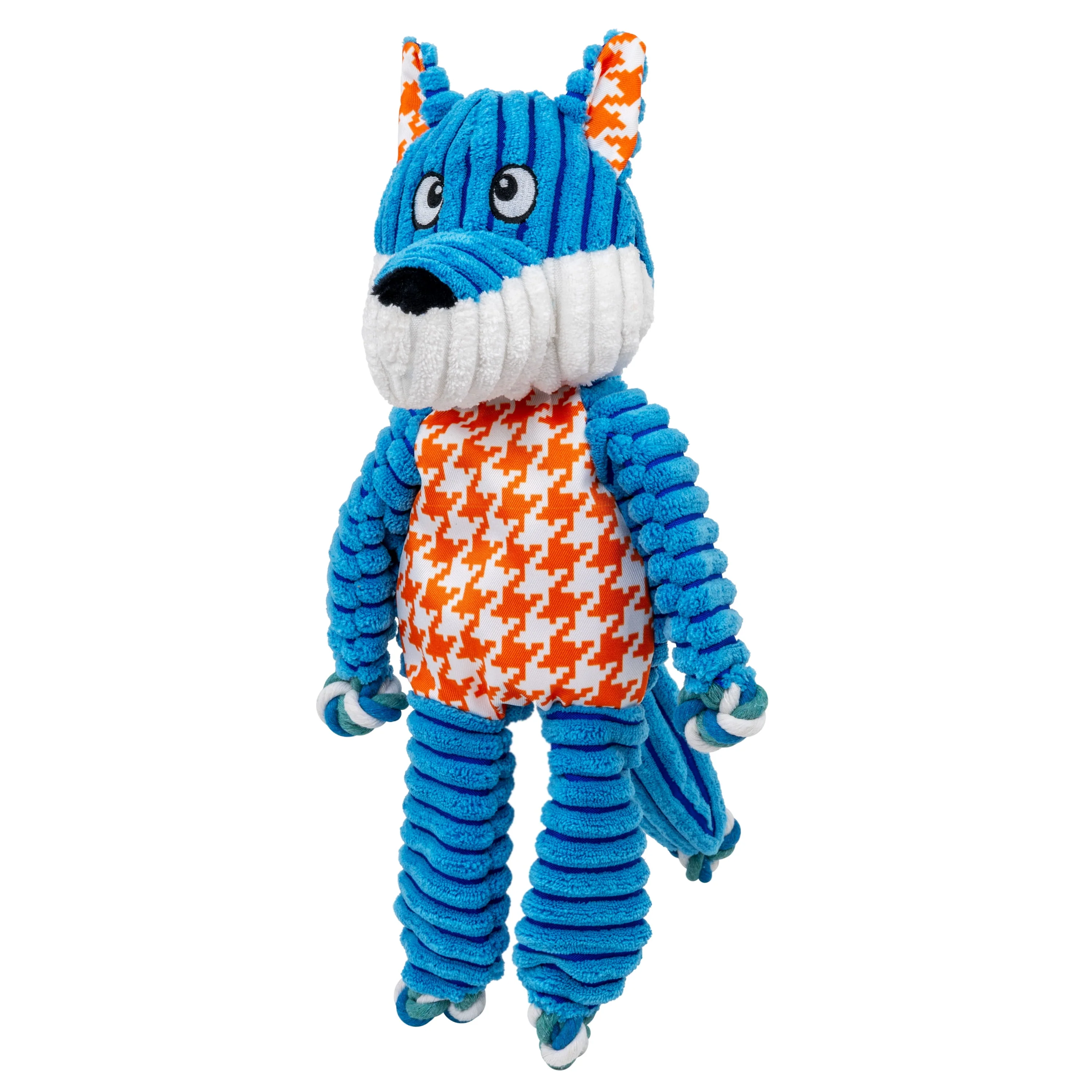 KONG Floppy Knots Squeaker Dog Toy Fox Shape Blue Medium/Large - Image 4