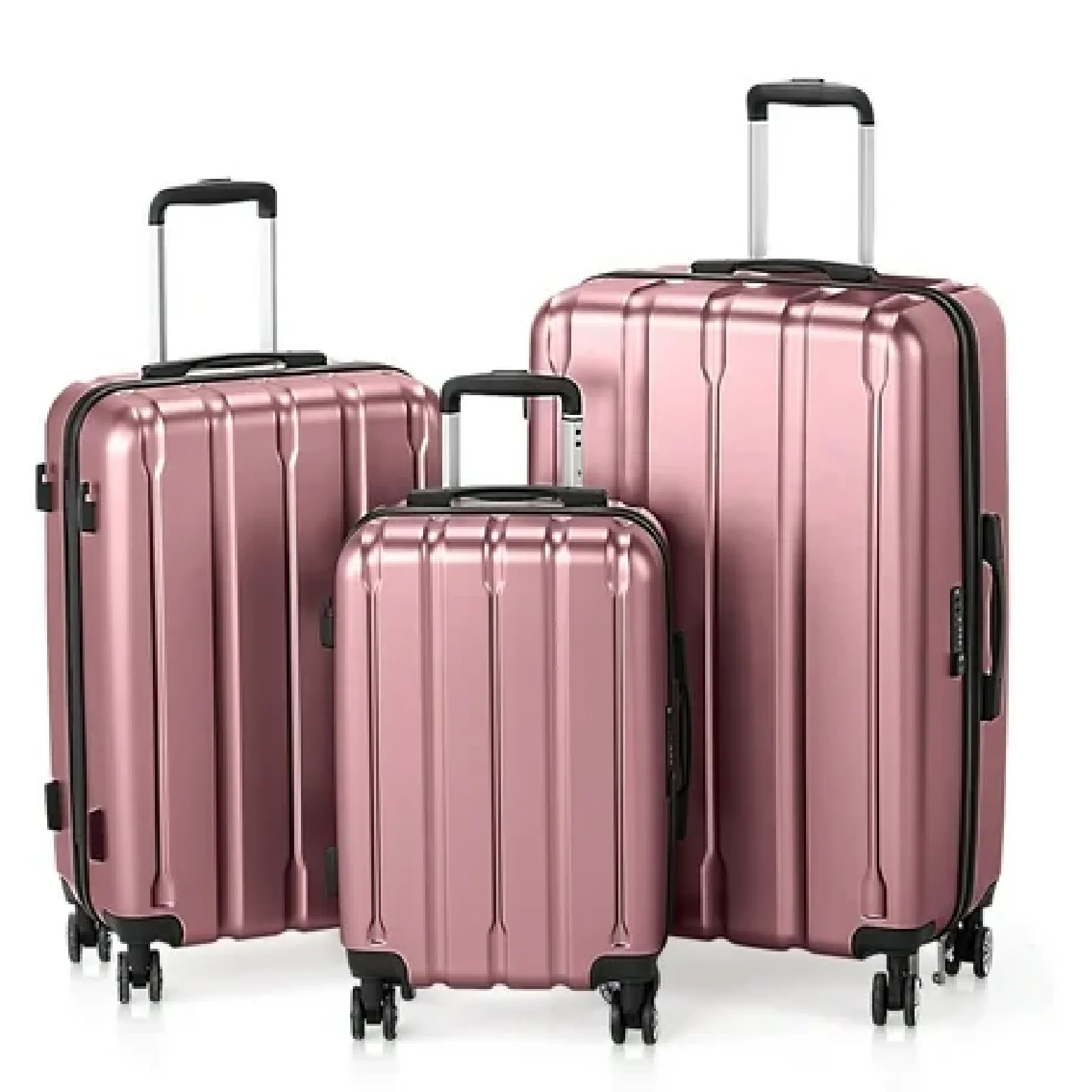 Ktaxon 3-Piece Hardshell Luggage Set Lightweight ABS+PC Carry On Suitcase with TSA Lock 360 Spinner Wheels Wine Red