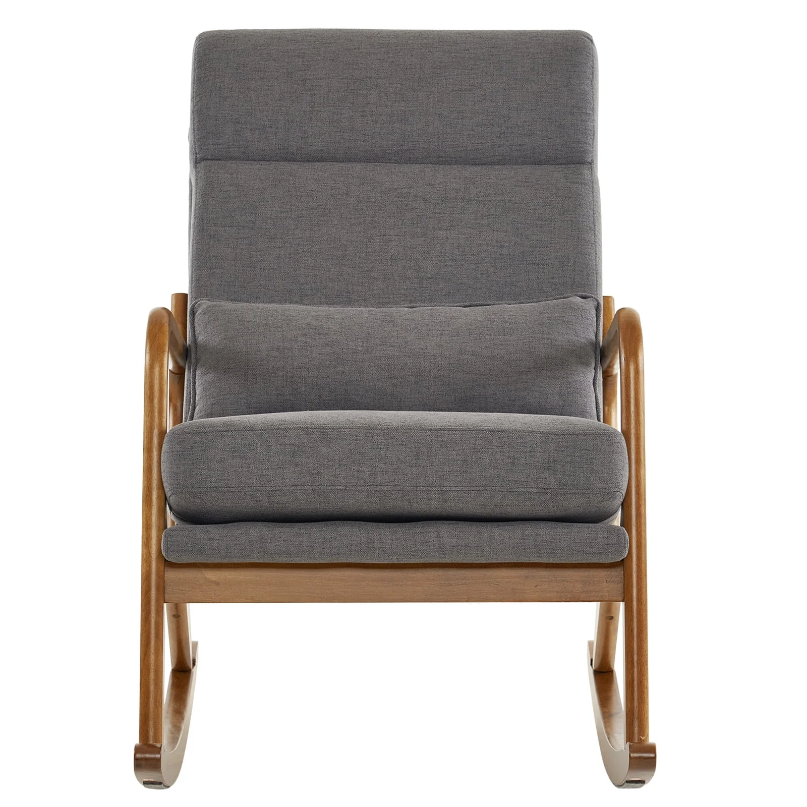Ktaxon Mid Century Rocking Nursery Chair, Dark Gray - Solid Wood Frame - Image 2