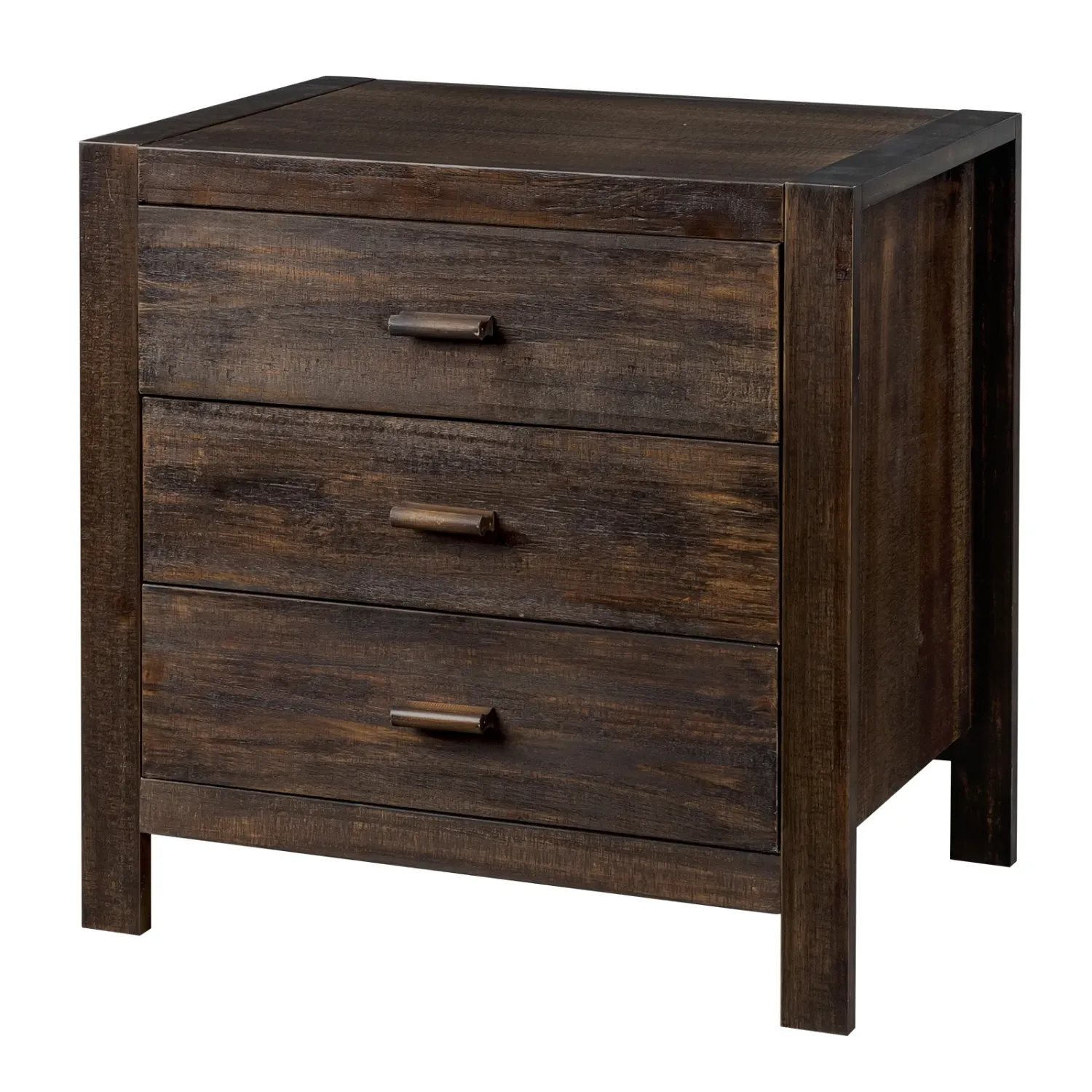 Ktaxon Solid Wood Nightstand with 3 Drawers, Integrated USB Ports and Power Outlets, Traditional Cottage Style, Brown, 24 in - Image 2