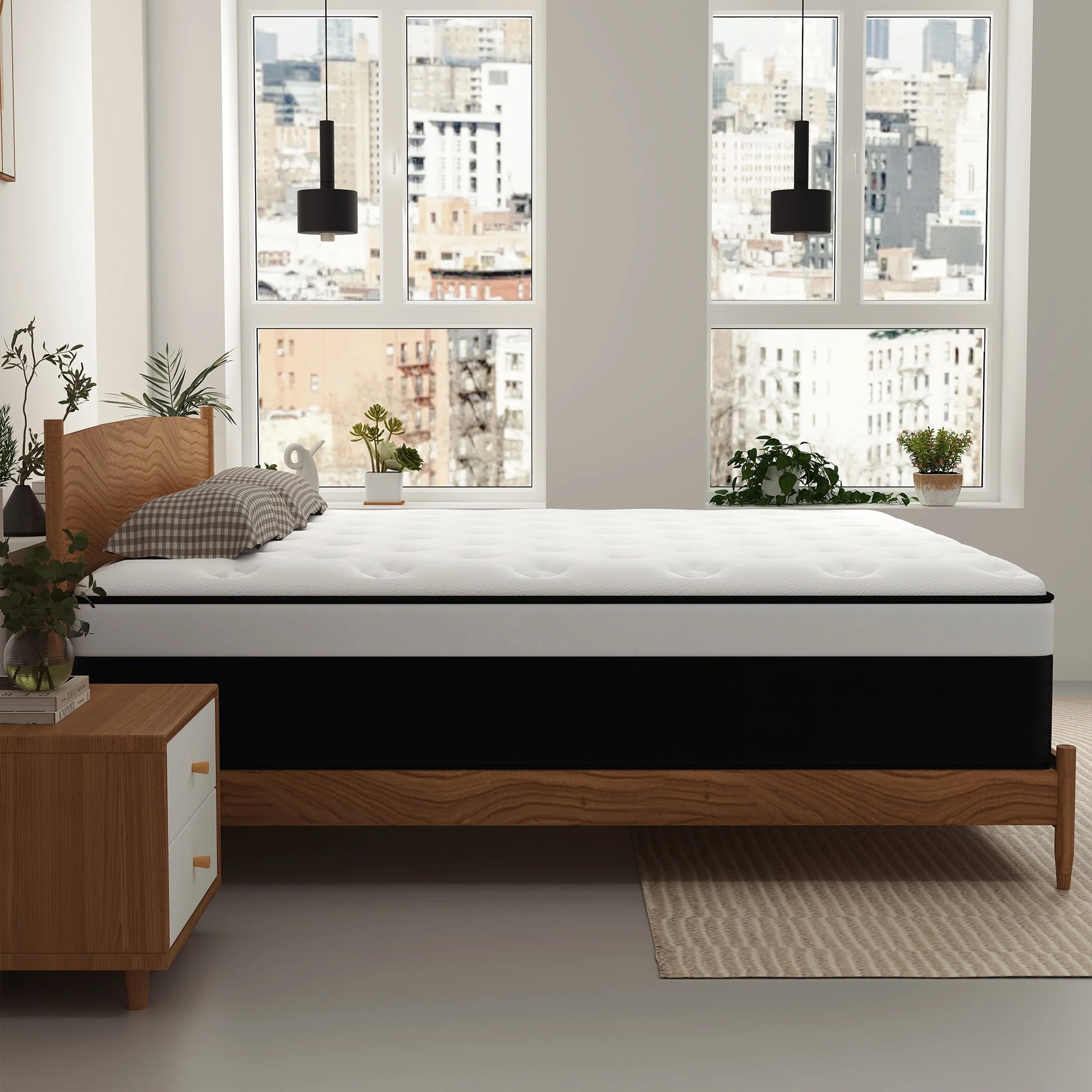 Kviwasha 12 Inch Queen Hybrid Mattress, Gel Memory Foam, Pocketed Spring, Medium Comfort, Euro Top, Black - Image 3