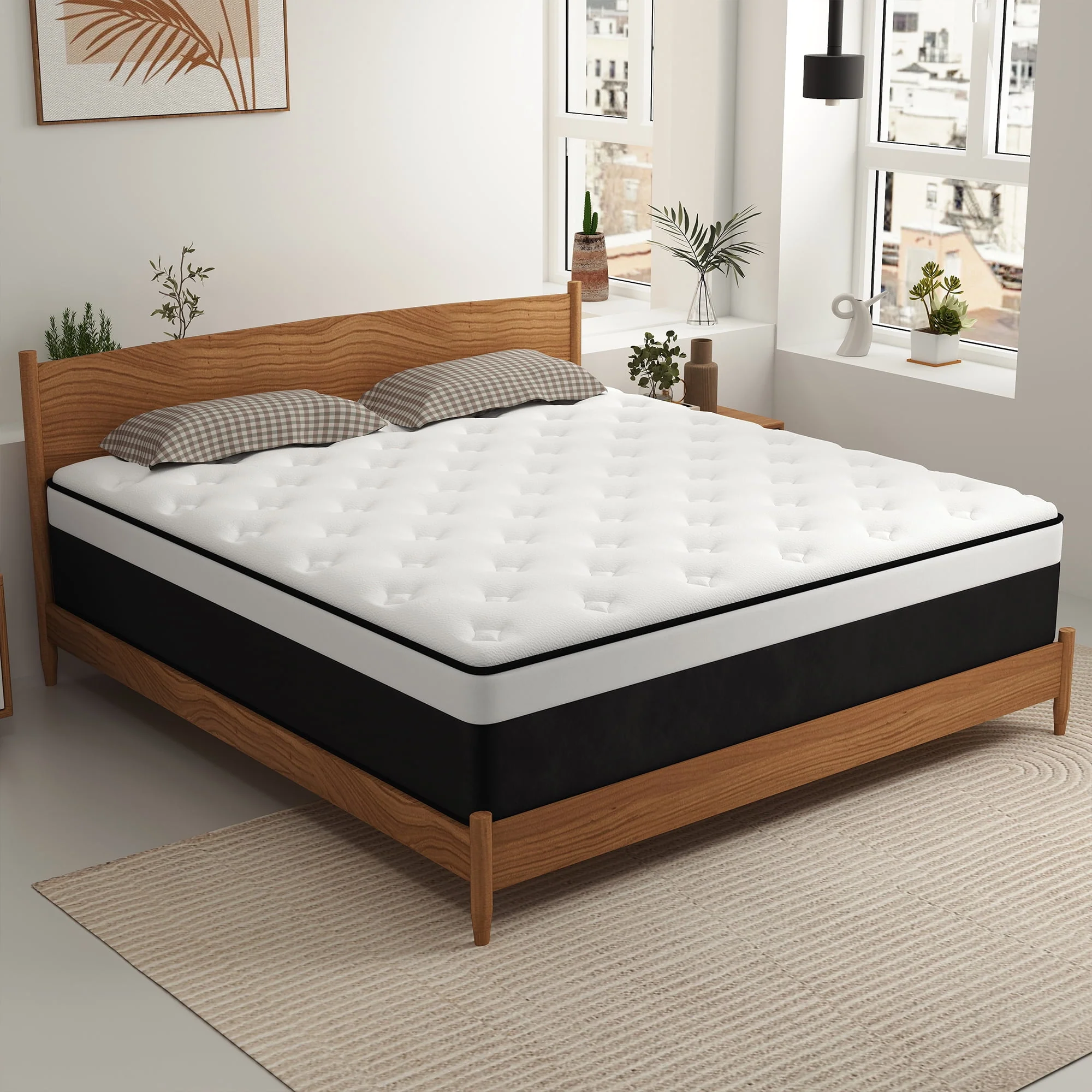 Kviwasha 12 Inch Queen Hybrid Mattress, Gel Memory Foam, Pocketed Spring, Medium Comfort, Euro Top, Black - Image 4