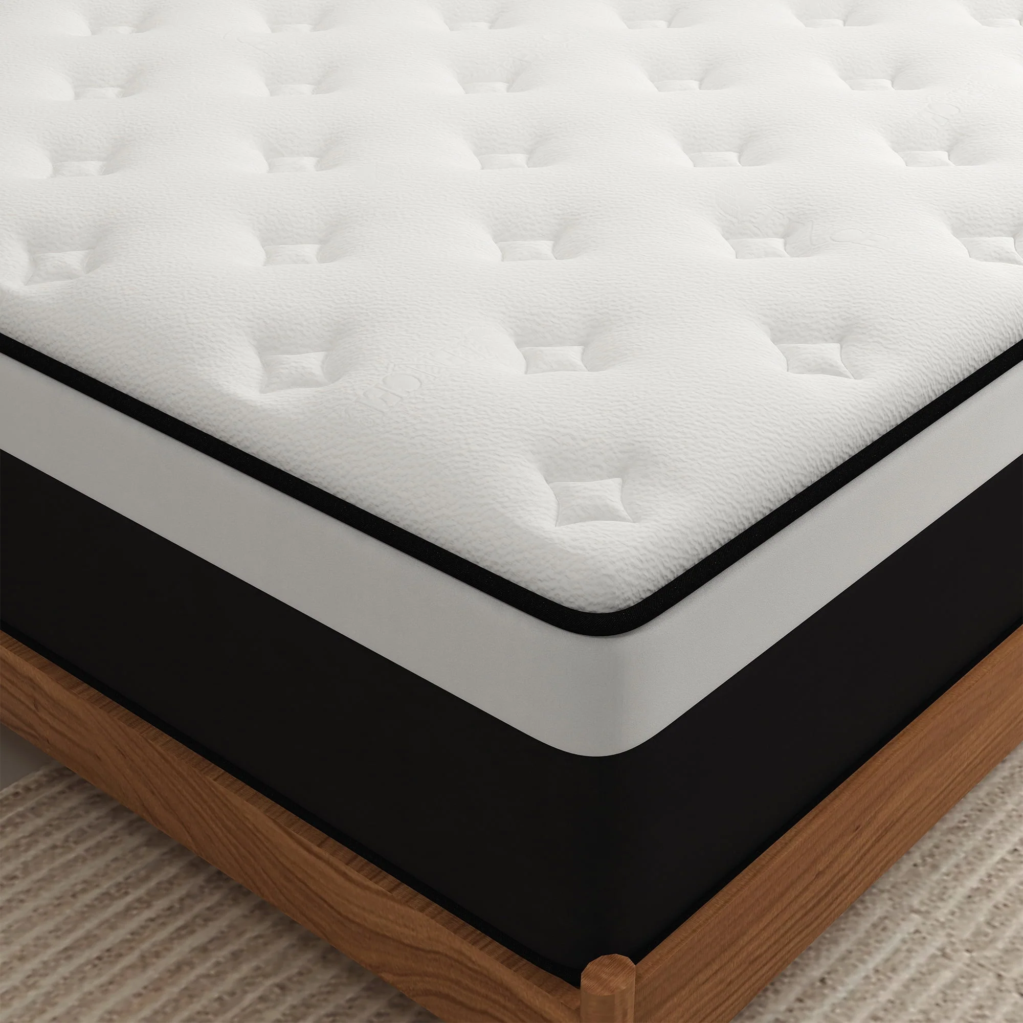 Kviwasha 12 Inch Queen Hybrid Mattress, Gel Memory Foam, Pocketed Spring, Medium Comfort, Euro Top, Black - Image 5