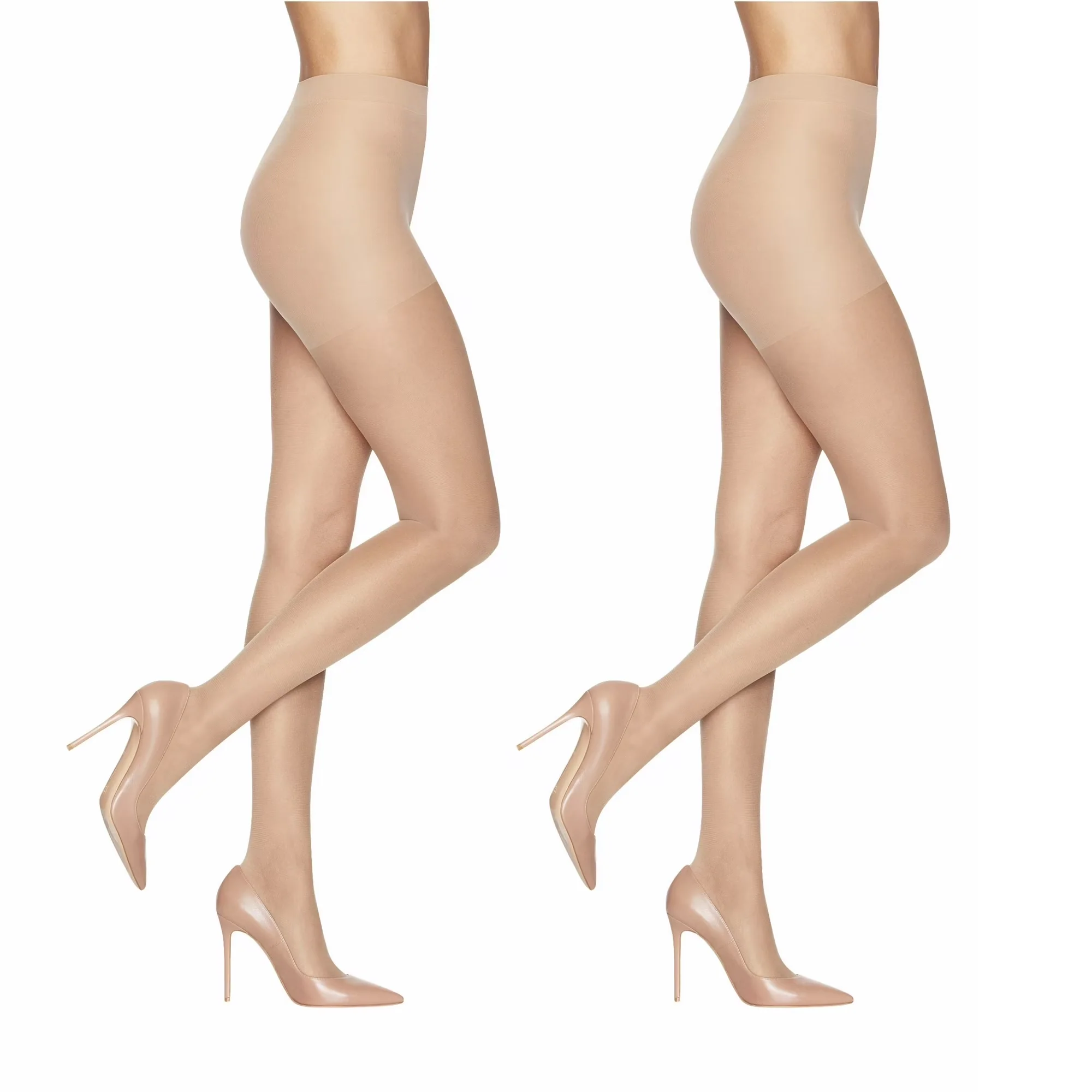 L'eggs Women's Sheer Energy Medium Leg Support Sheer Tights Control Top No-Roll Waistband ST, 2 Pair, Size Q Nude - Image 3