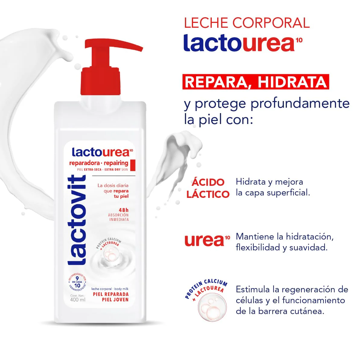 Lactovit Lactourea Repairing Body Milk, Fast Absorbing, Deep Moisturizing, Gentle Exfoliation, 13.5 fl oz, 95350477 - Image 5