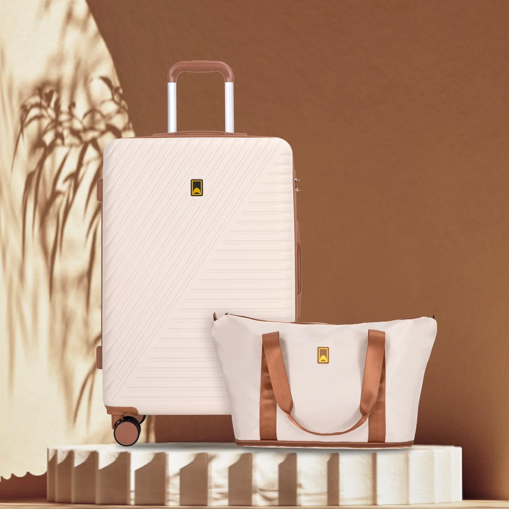 Landisun 6 Piece Hardshell ABS Suitcase Set with TSA Lock, Creamy White