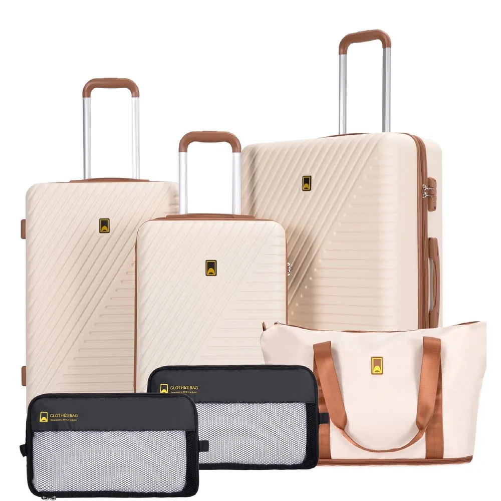 Landisun 6 Piece Hardshell ABS Suitcase Set with TSA Lock, Creamy White - Image 3