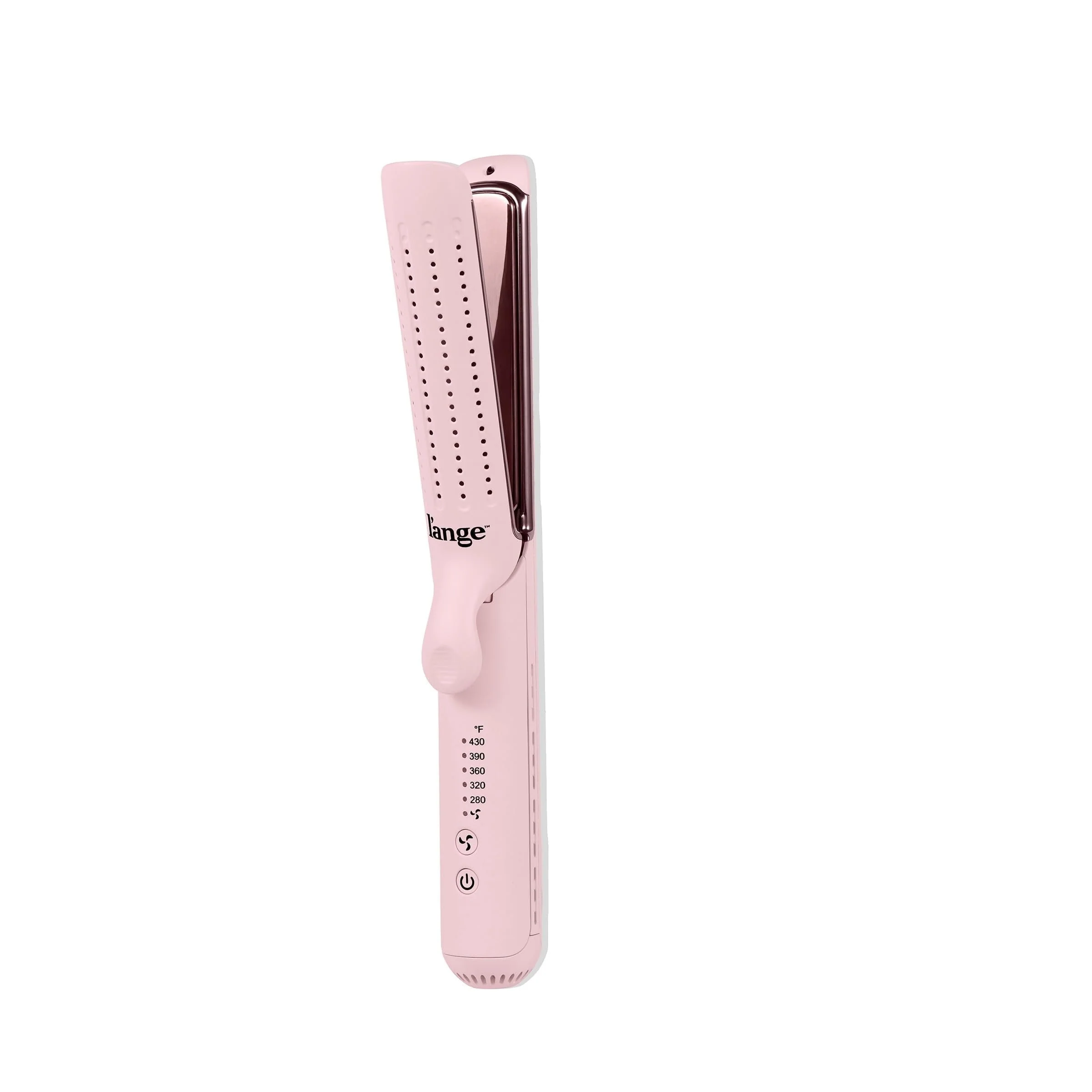 L'ANGE HAIR Le Duo Edge 2-in-1 Titanium Styler Flat Iron Straightener & Curling Iron, 1in Wide Titanium Plates, Blush