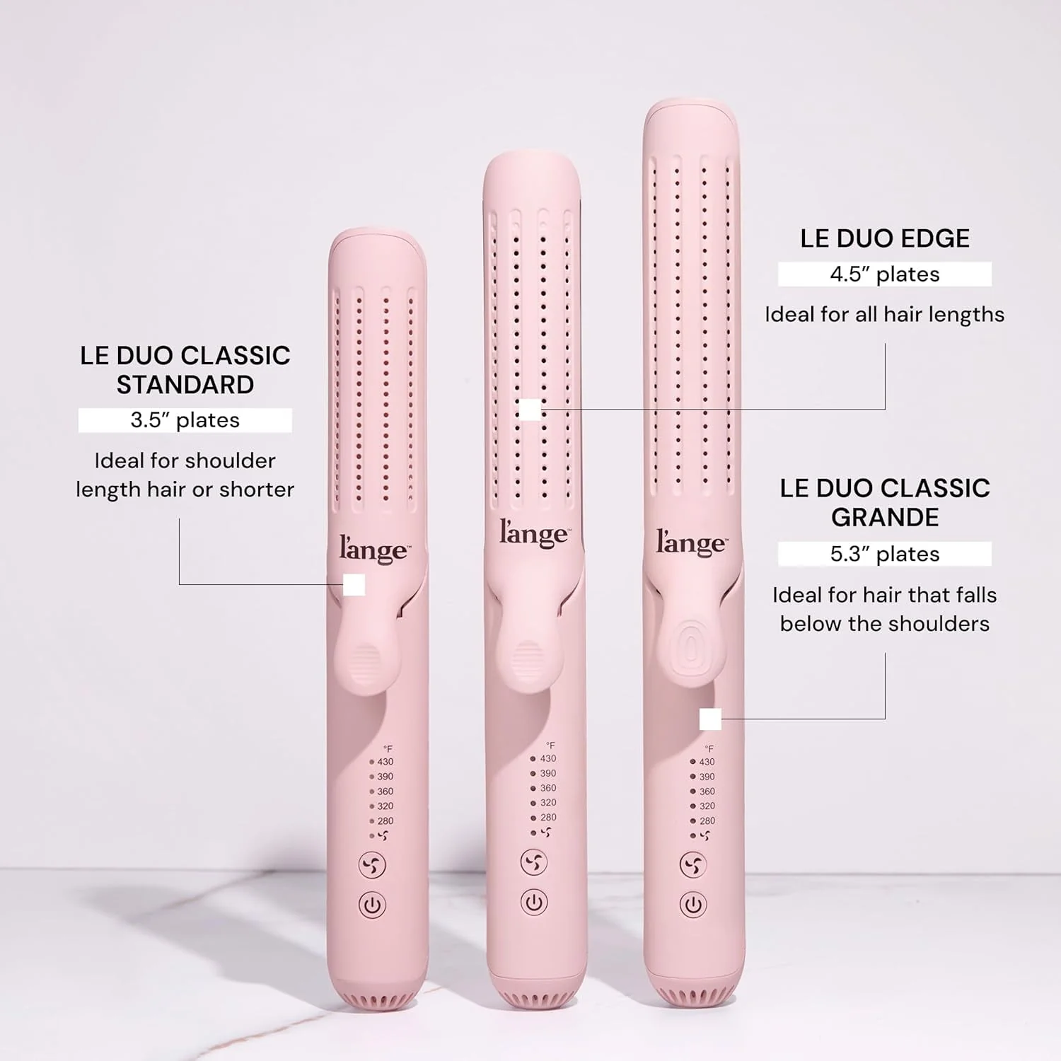 L'ANGE HAIR Le Duo Edge 2-in-1 Titanium Styler Flat Iron Straightener & Curling Iron, 1in Wide Titanium Plates, Blush - Image 6