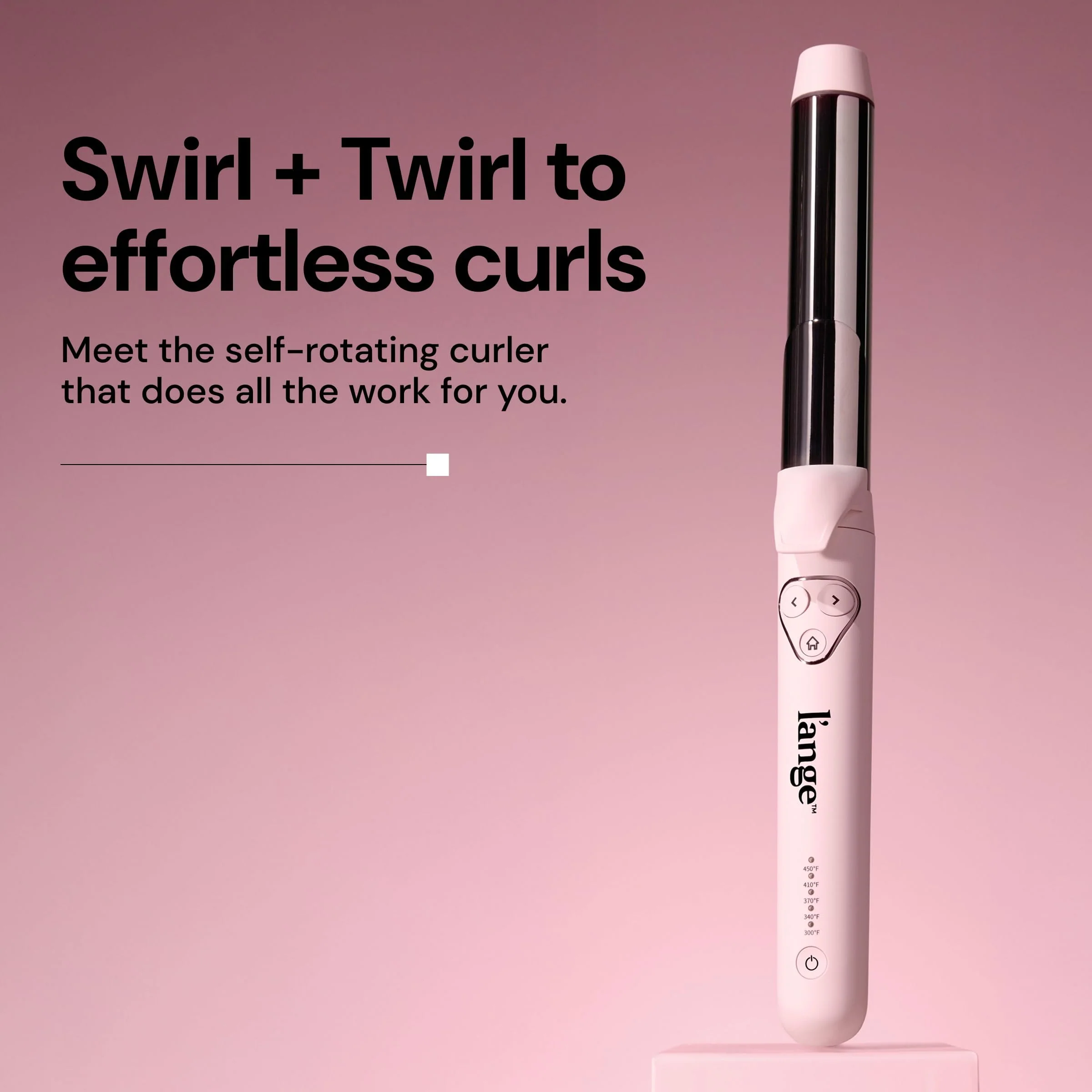 L'ANGE HAIR Le Pirouette Hair Curling Iron, 25mm Titanium Self-Rotating Barrel, Adjustable Temperature 290F-410F, Blush, 2636 - Image 4