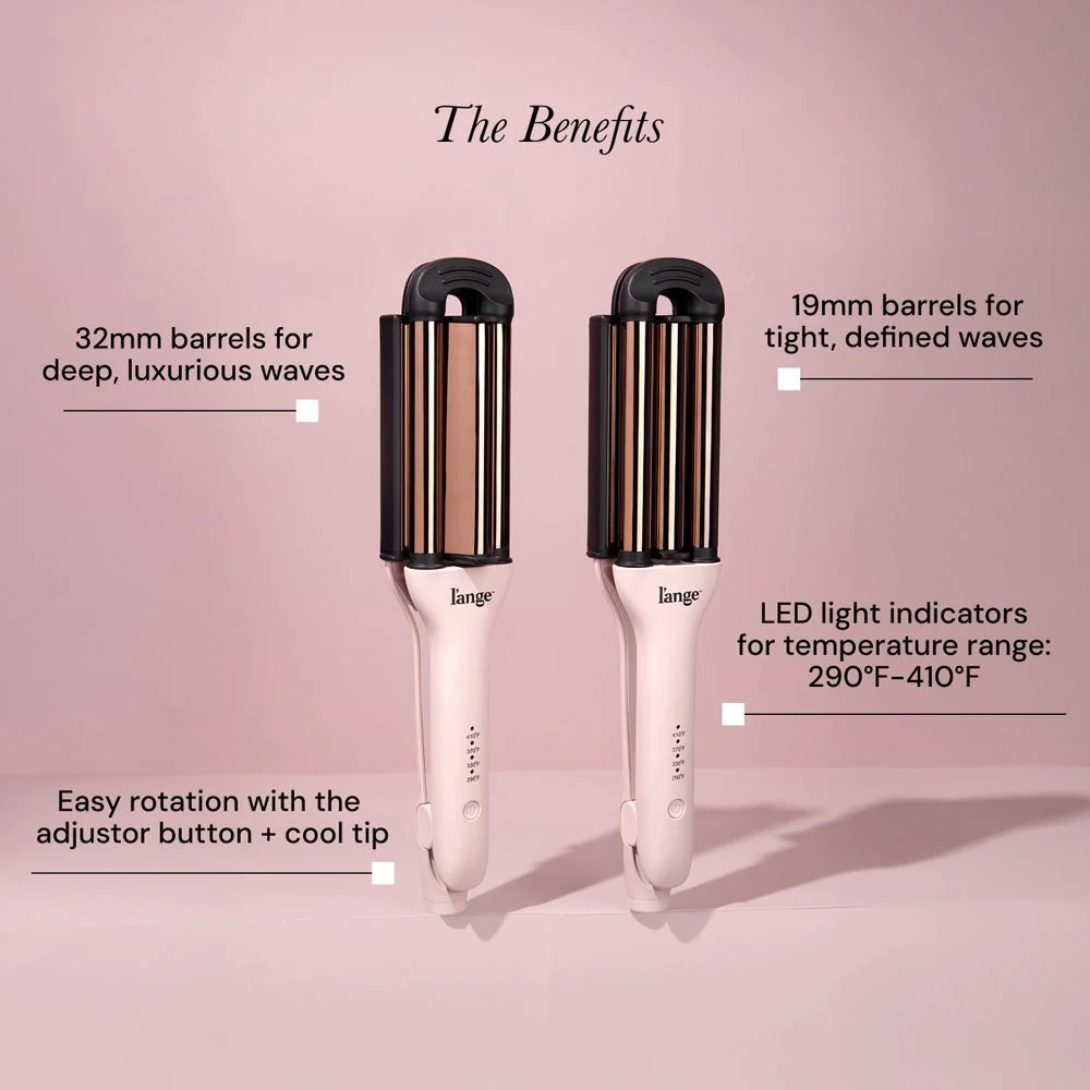 L'ANGE Hair VersaWaver Adjustable Titanium 3-Barrel Hair Waving Iron, Blush, 19mm and 32mm Wave Options, 4 Heat Settings, 2654-2655 - Image 5