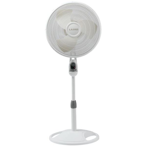 Lasko 16" 3-Speed Pedestal Fan with Remote, Model 1646, White - Image 2