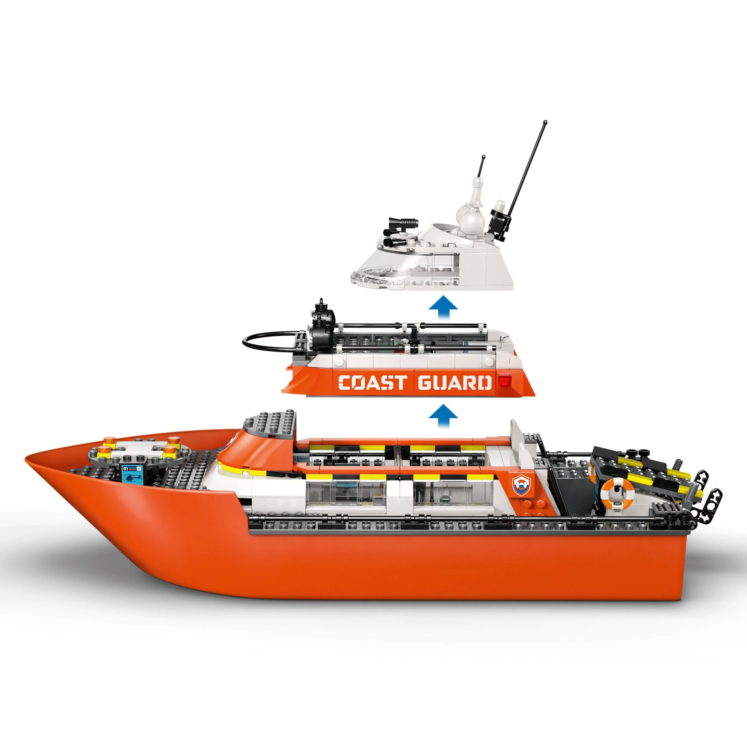 LEGO City Coast Guard Rescue Boat & Helicopter Building Toy Set with 2 Floating Dinghies, 5 Minifigures, Dog Figure, Ages 7+, 60504 - Image 4