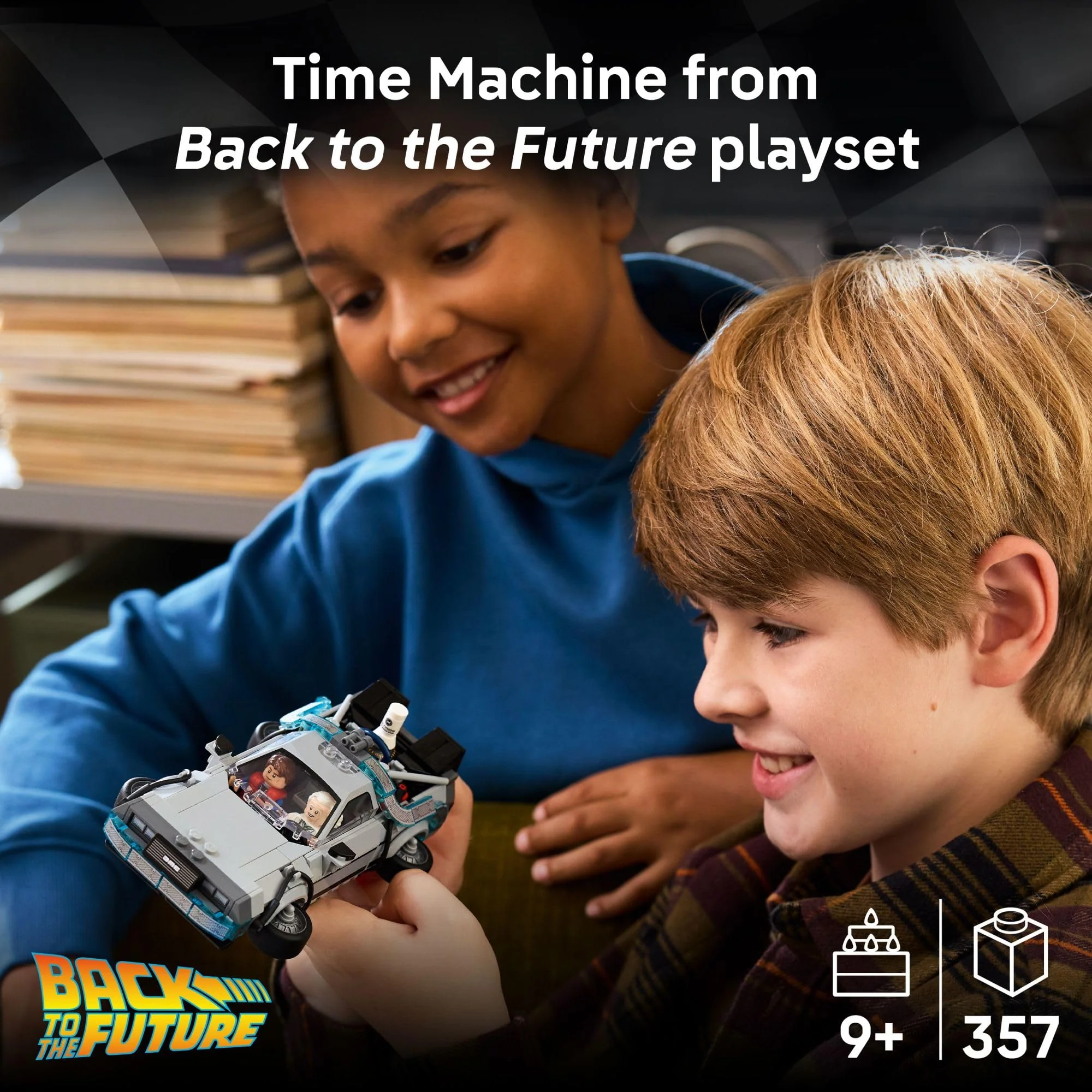 LEGO Speed Champions Time Machine from Back to the Future, Dual Build Modes, 357 Pieces, Includes Doc Brown and Marty McFly Minifigures, Ages 9+, Model 77256 - Image 2