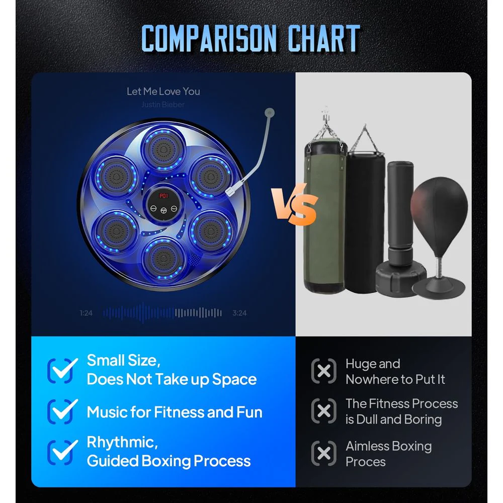 LNOW Adults/Kids Music Boxing Machine with Boxing Gloves, Black - Bluetooth Connectivity - Image 3