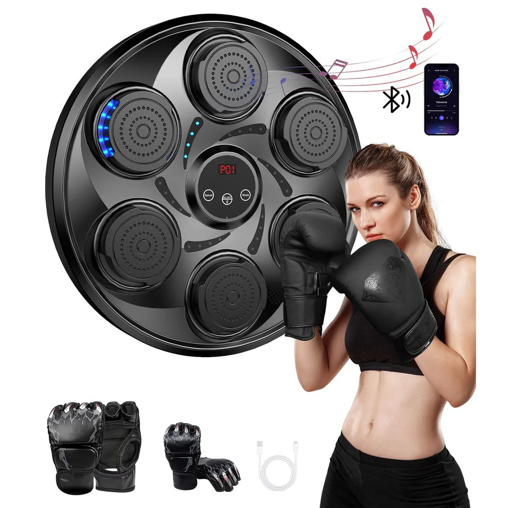 LNOW Adults/Kids Music Boxing Machine with Boxing Gloves, Black - Bluetooth Connectivity - Image 4