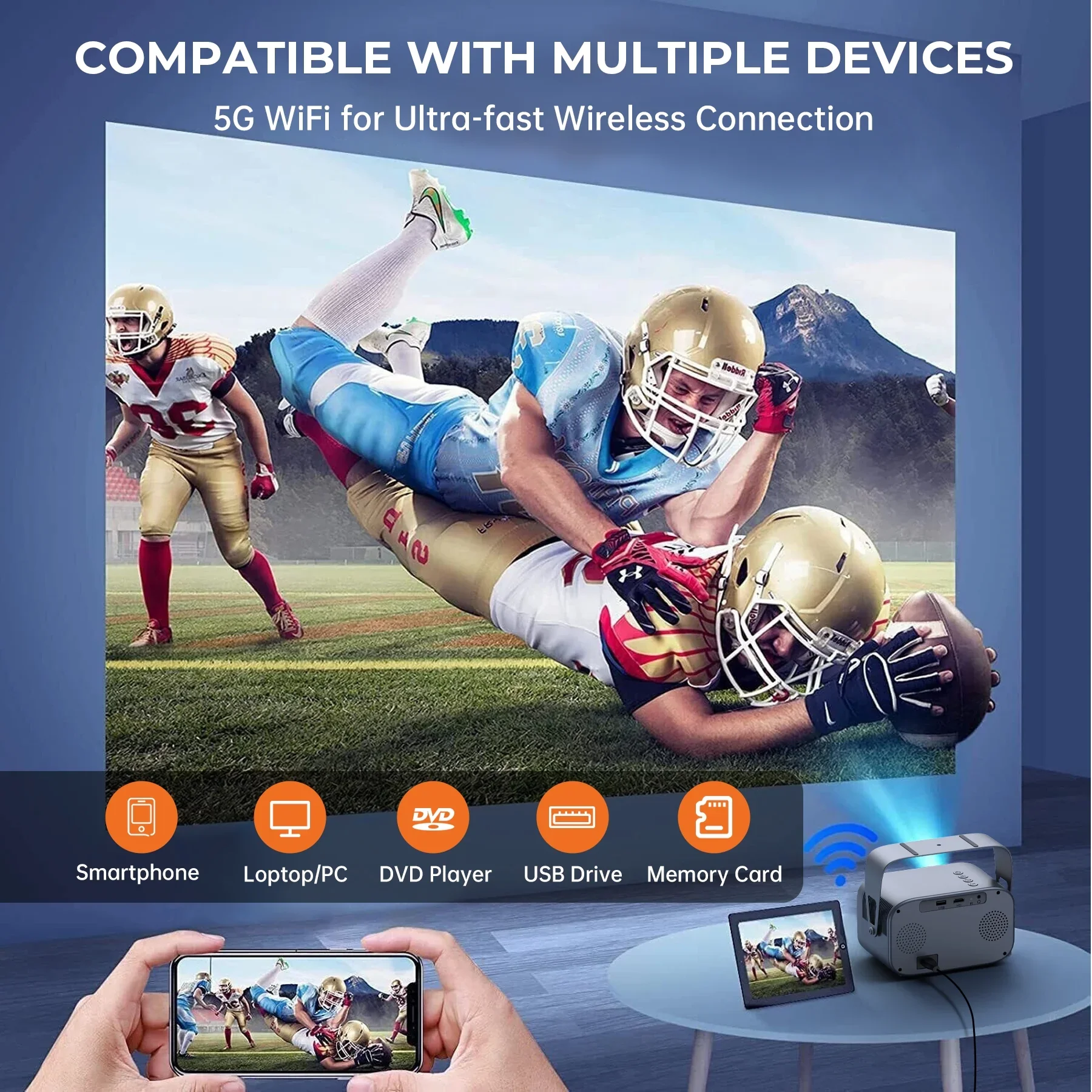 Losei 150" Class FHD (1080p) LED Projector (K6) - Image 3