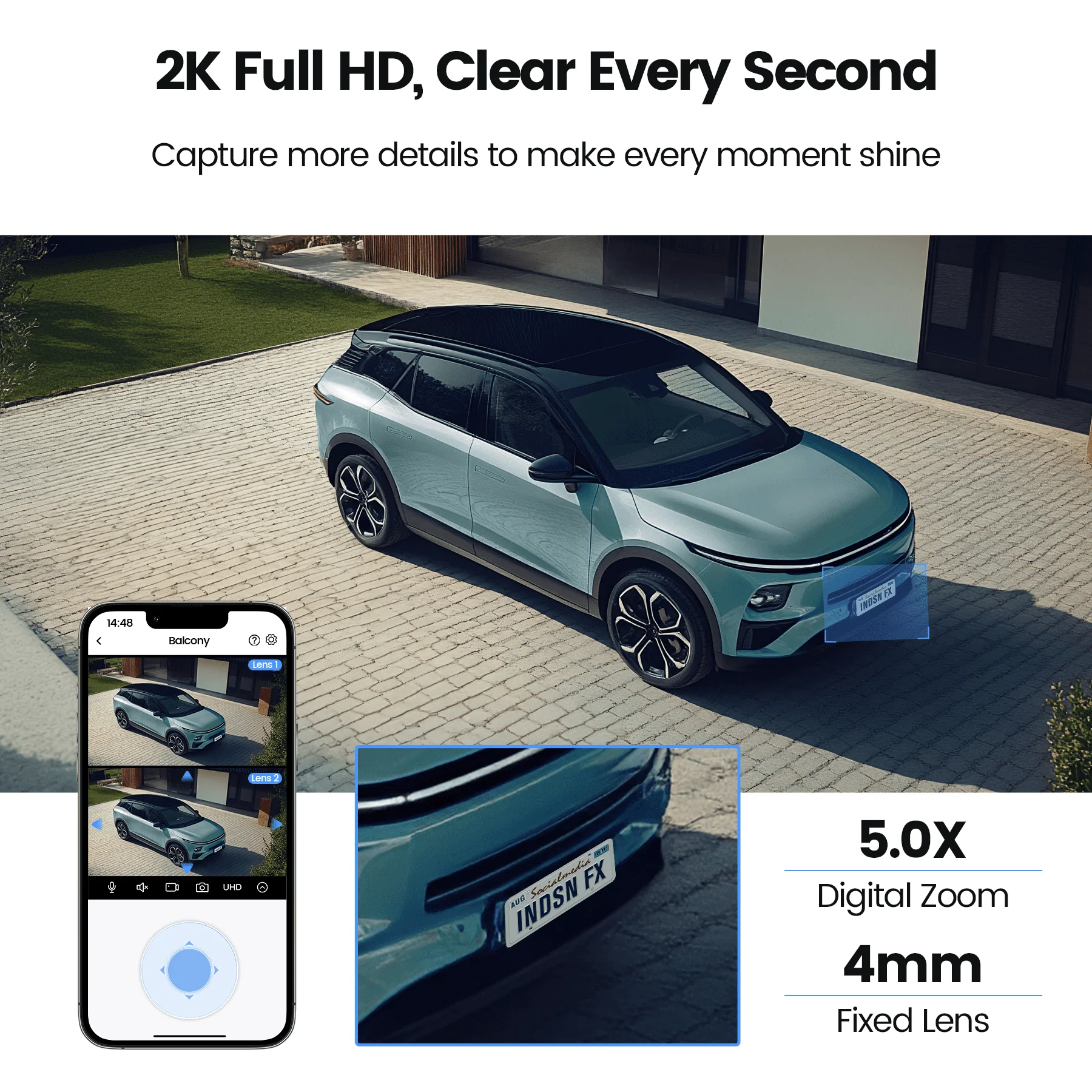 Losei 8MP 4K Outdoor Smart Security Camera, 360 Pan Tilt, Dual Lens with 5X Digital Zoom, AI Human Detection, IP66 Weatherproof - Image 2