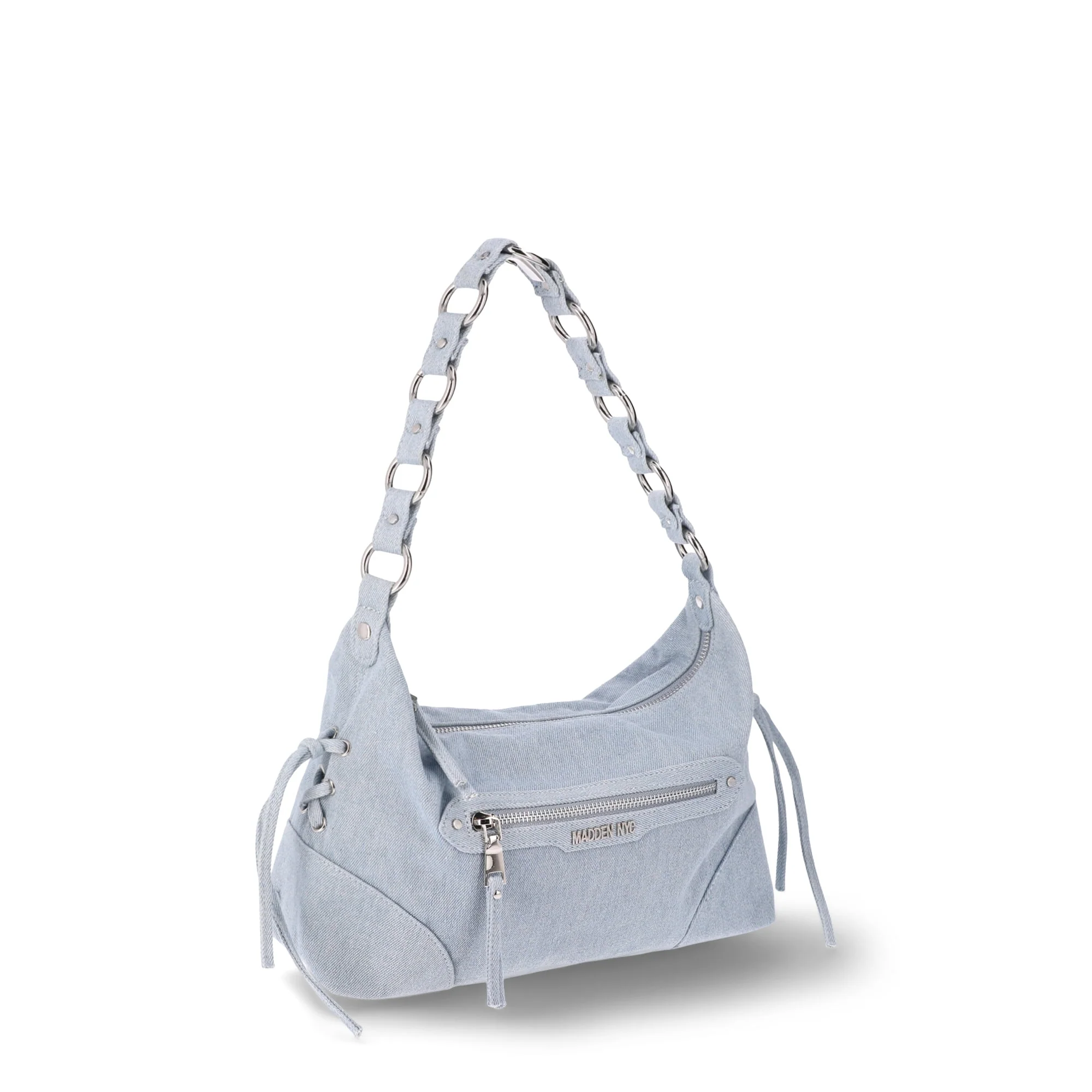Madden NYC MNY-689 Women's Grommet Shoulder Handbag, Denim - Image 4